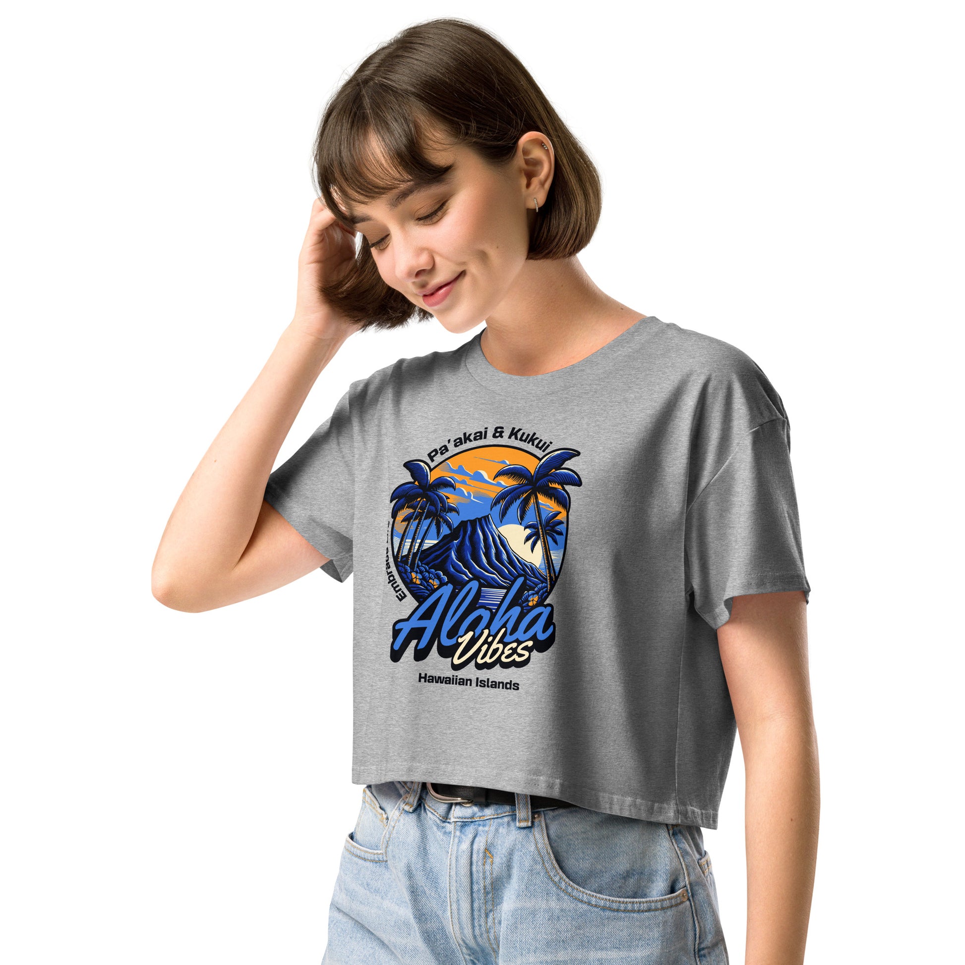 Aloha Vibes (Blue) Women’s crop top Crop Top Pa'akai & Kukui