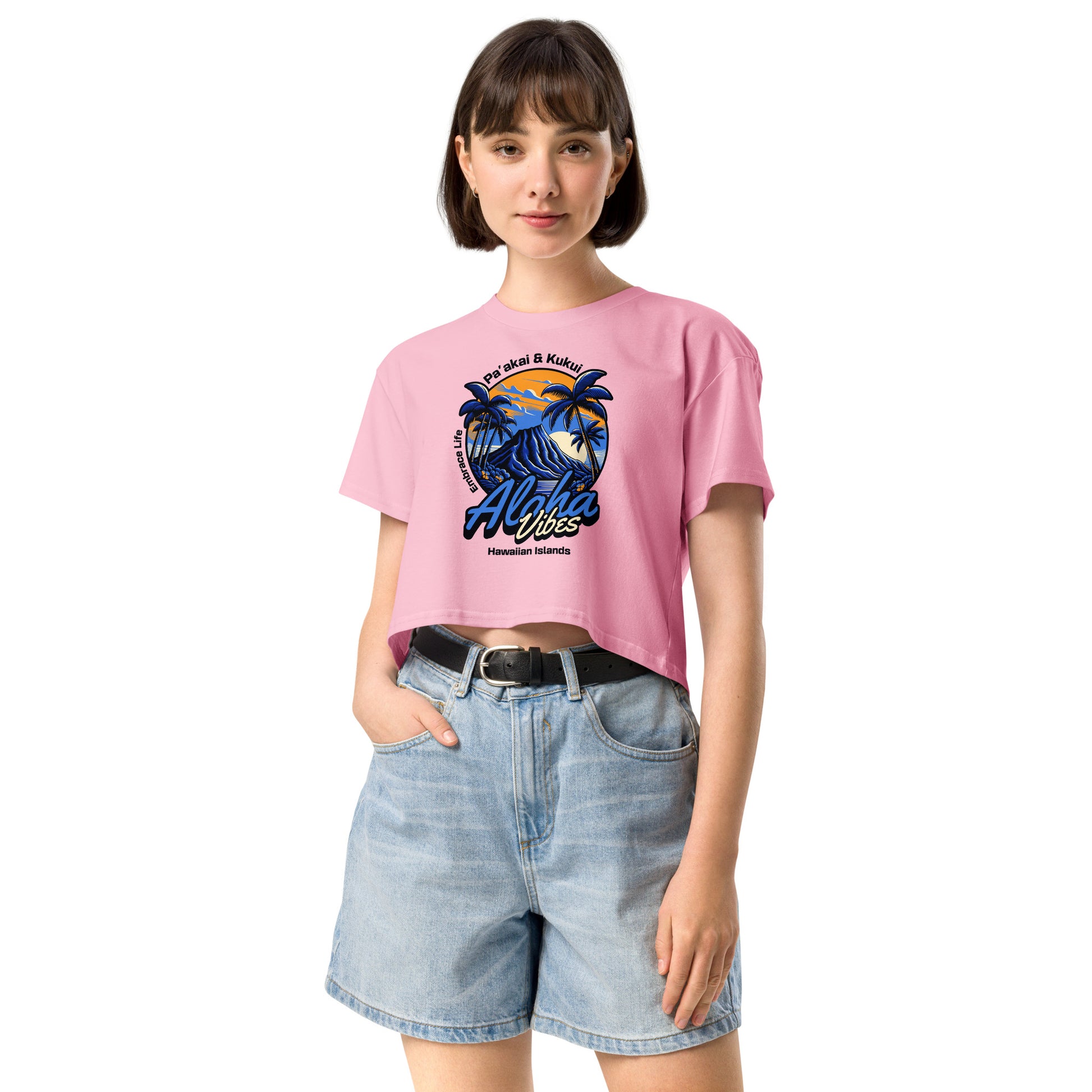 Aloha Vibes (Blue) Women’s crop top Crop Top Pa'akai & Kukui Bubblegum XS