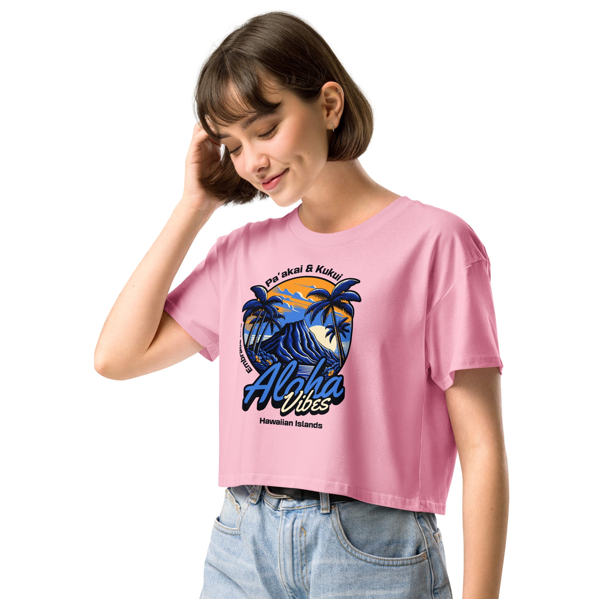 Aloha Vibes (Blue) Women’s crop top Crop Top Pa'akai & Kukui