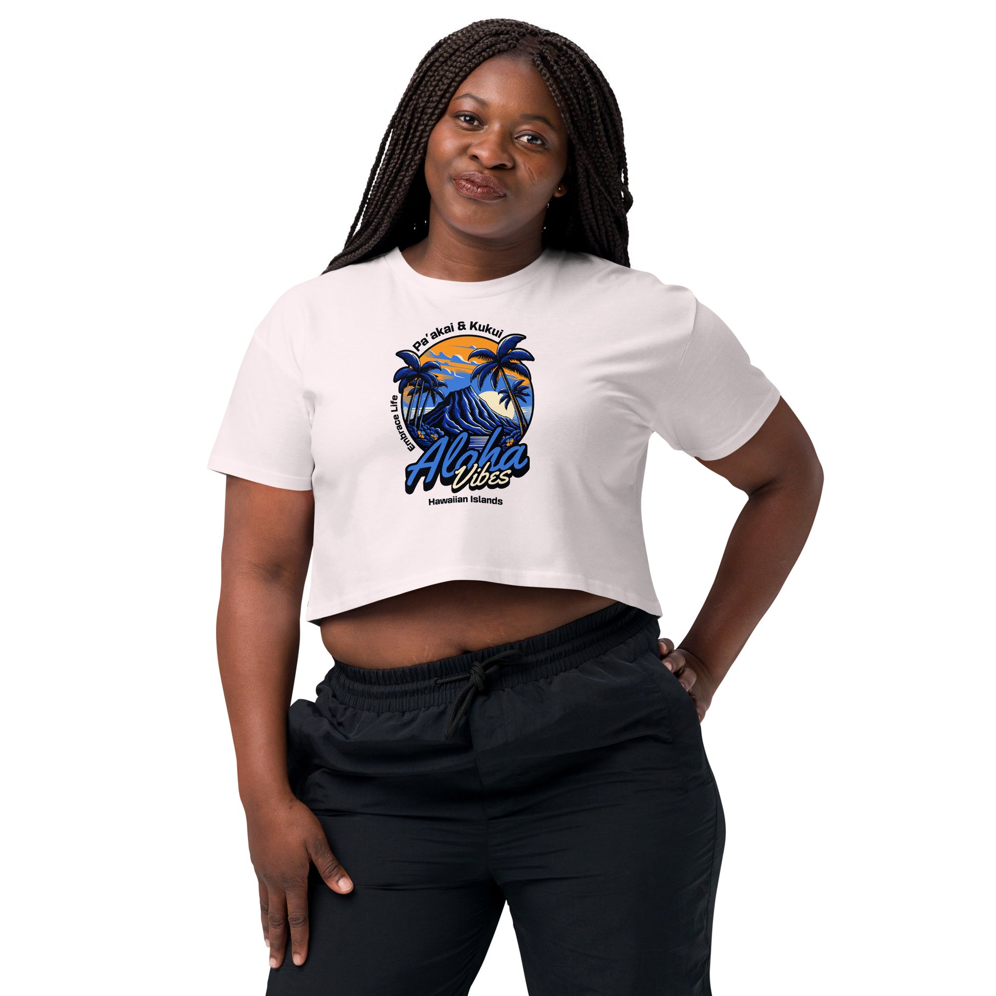 Aloha Vibes (Blue) Women’s crop top Crop Top Pa'akai & Kukui