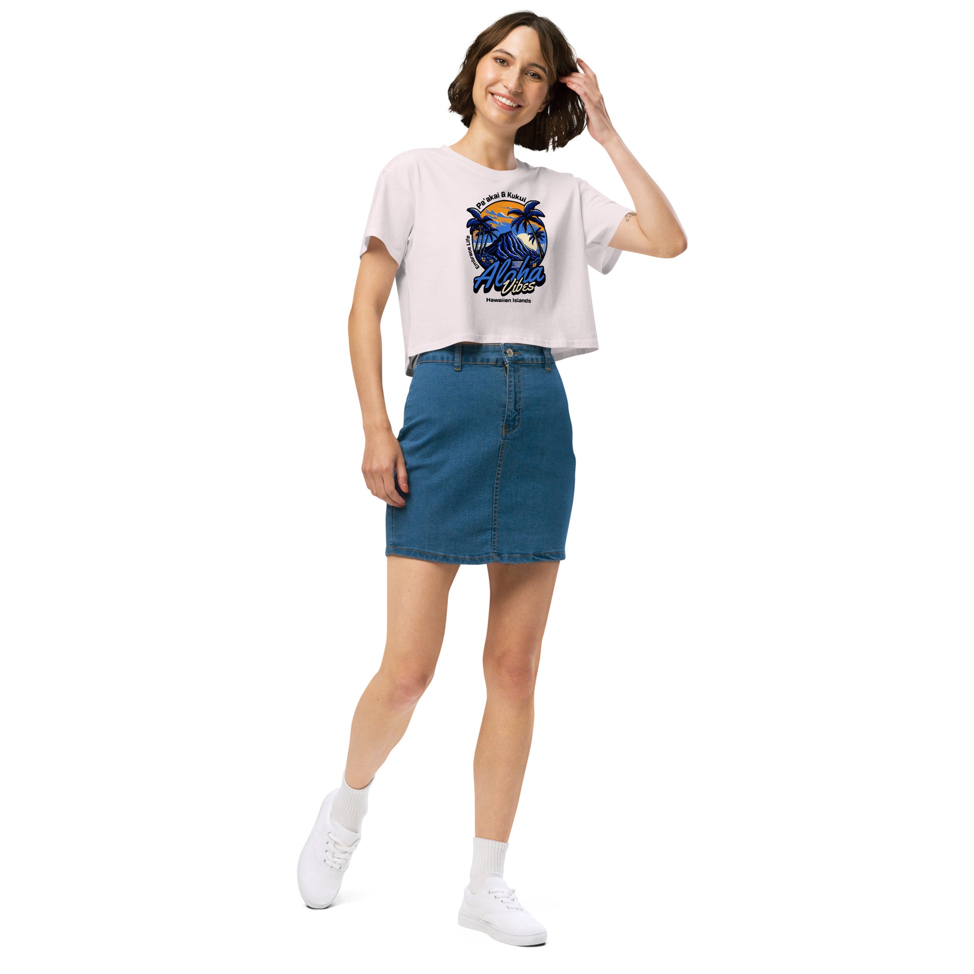 Aloha Vibes (Blue) Women’s crop top Crop Top Pa'akai & Kukui