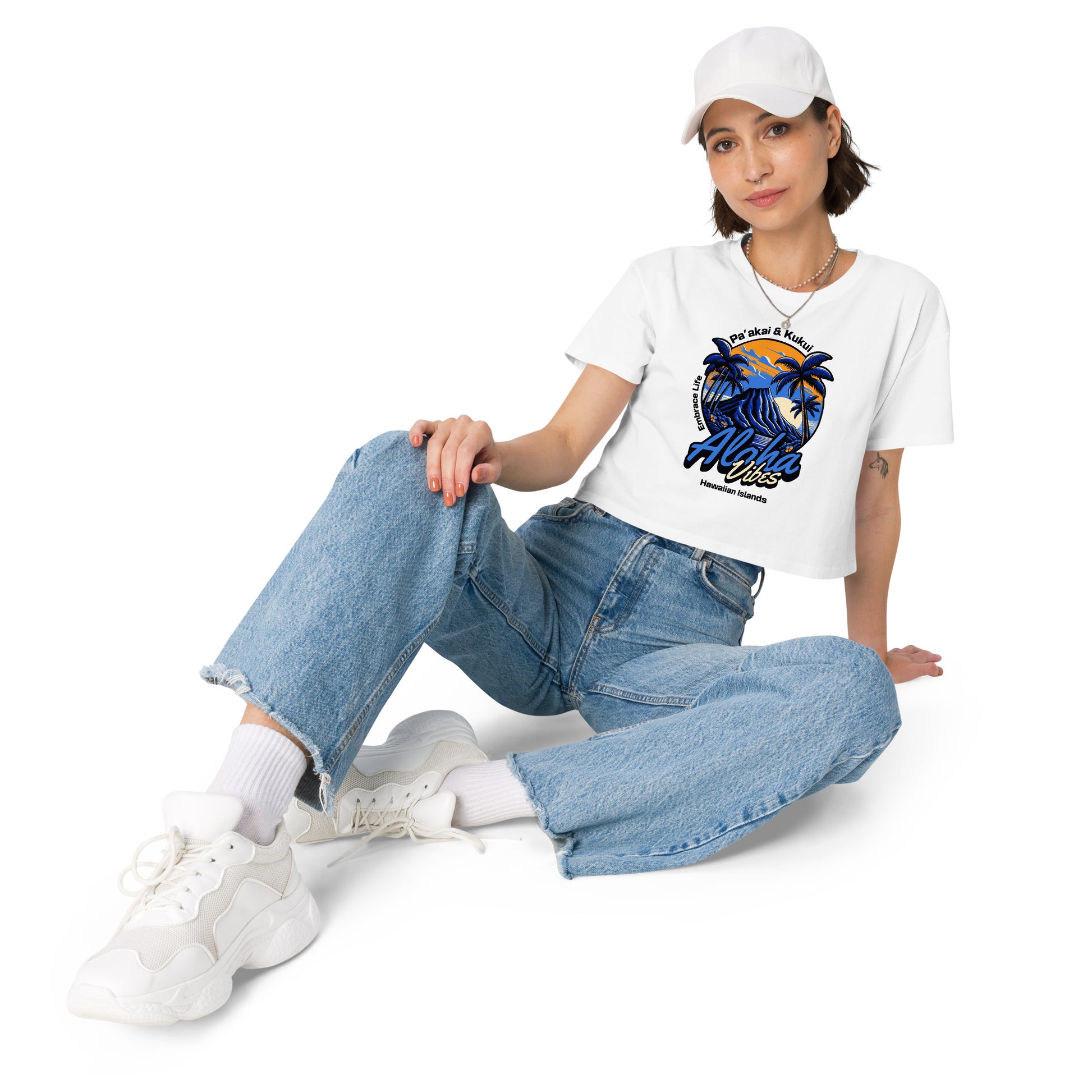 Aloha Vibes (Blue) Women’s crop top Crop Top Pa'akai & Kukui
