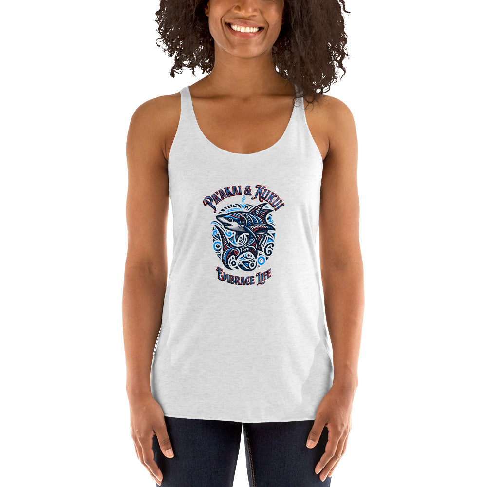 Tribal Shark Women's Racerback Tank Tank Top Pa'akai & Kukui