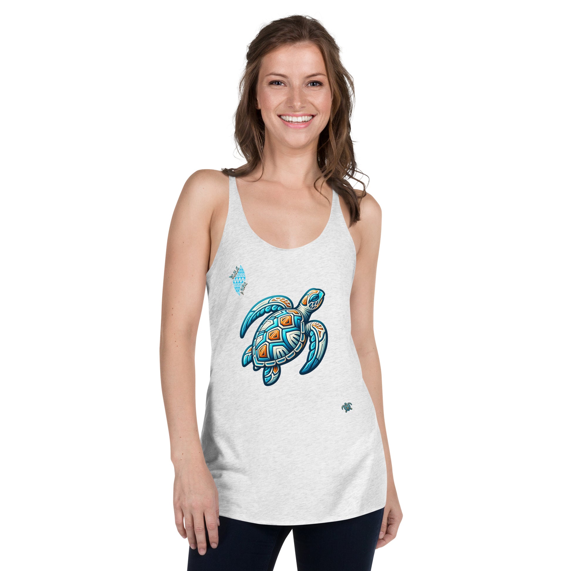 Tribal Sea Turtle Women's Racerback Tank Tank Top Pa'akai & Kukui