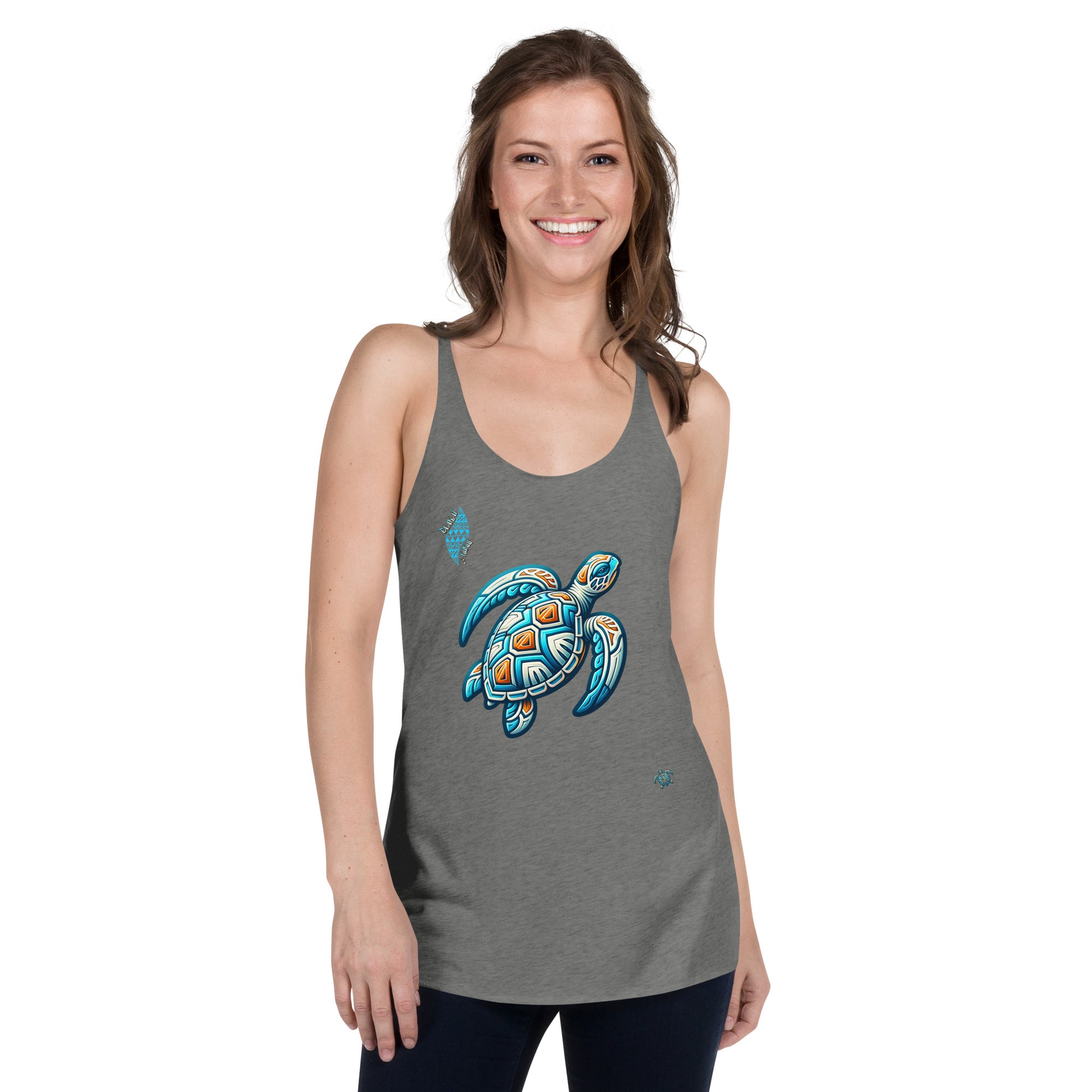 Tribal Sea Turtle Women's Racerback Tank Tank Top Pa'akai & Kukui