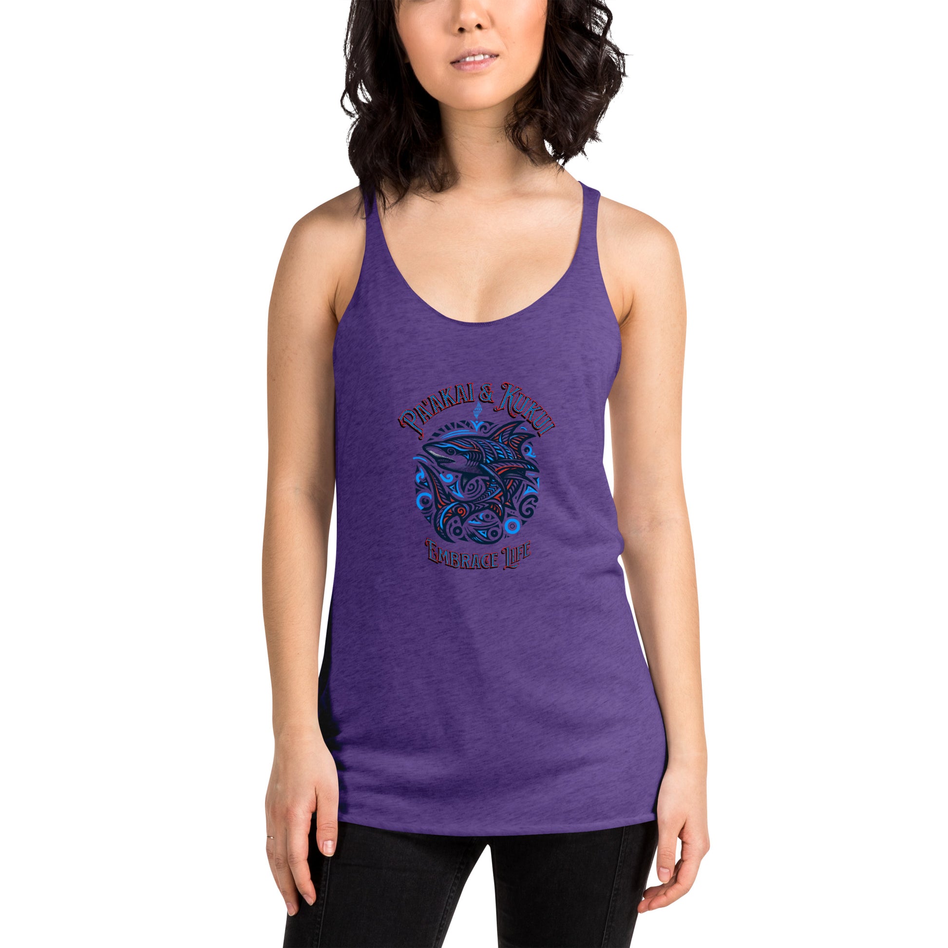 Tribal Shark Women's Racerback Tank Tank Top Pa'akai & Kukui Purple Rush XS