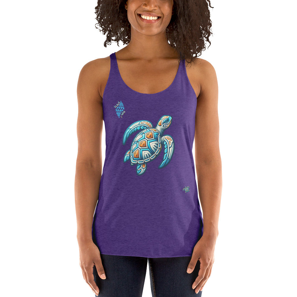 Tribal Sea Turtle Women's Racerback Tank Tank Top Pa'akai & Kukui