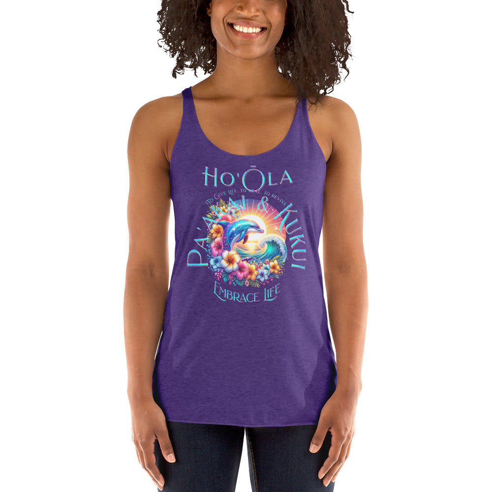 Ho'ōla (To Give Life, To Heal, To Rivive) - Women's Racerback Tank Tank Top Pa'akai & Kukui