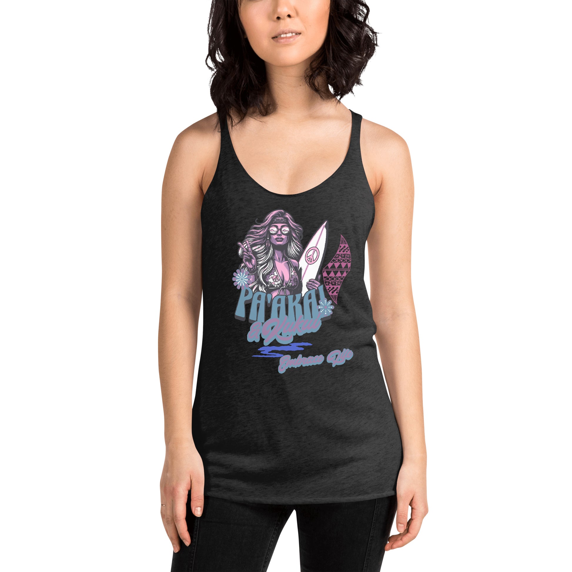 Heʻenalu Chic Racerback Tank-top (Purple) Tank Top Pa'akai & Kukui Vintage Black XS