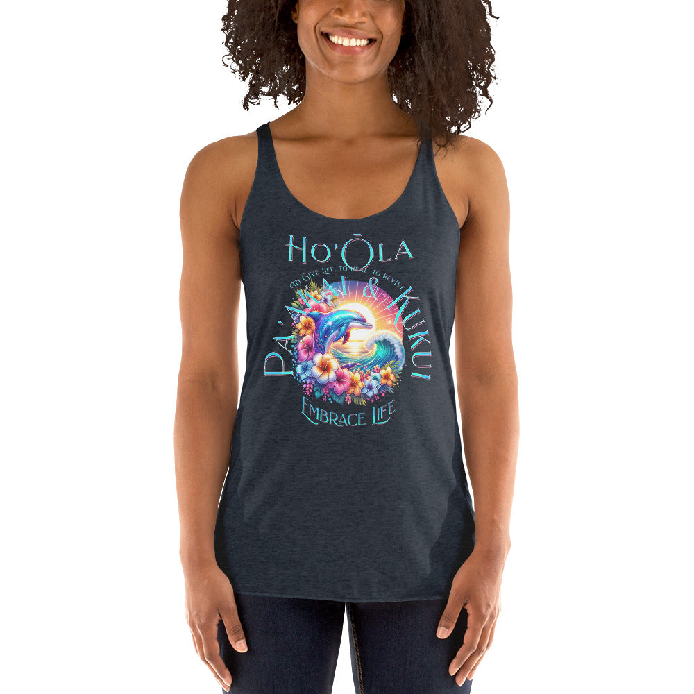 Ho'ōla (To Give Life, To Heal, To Rivive) - Women's Racerback Tank Tank Top Pa'akai & Kukui
