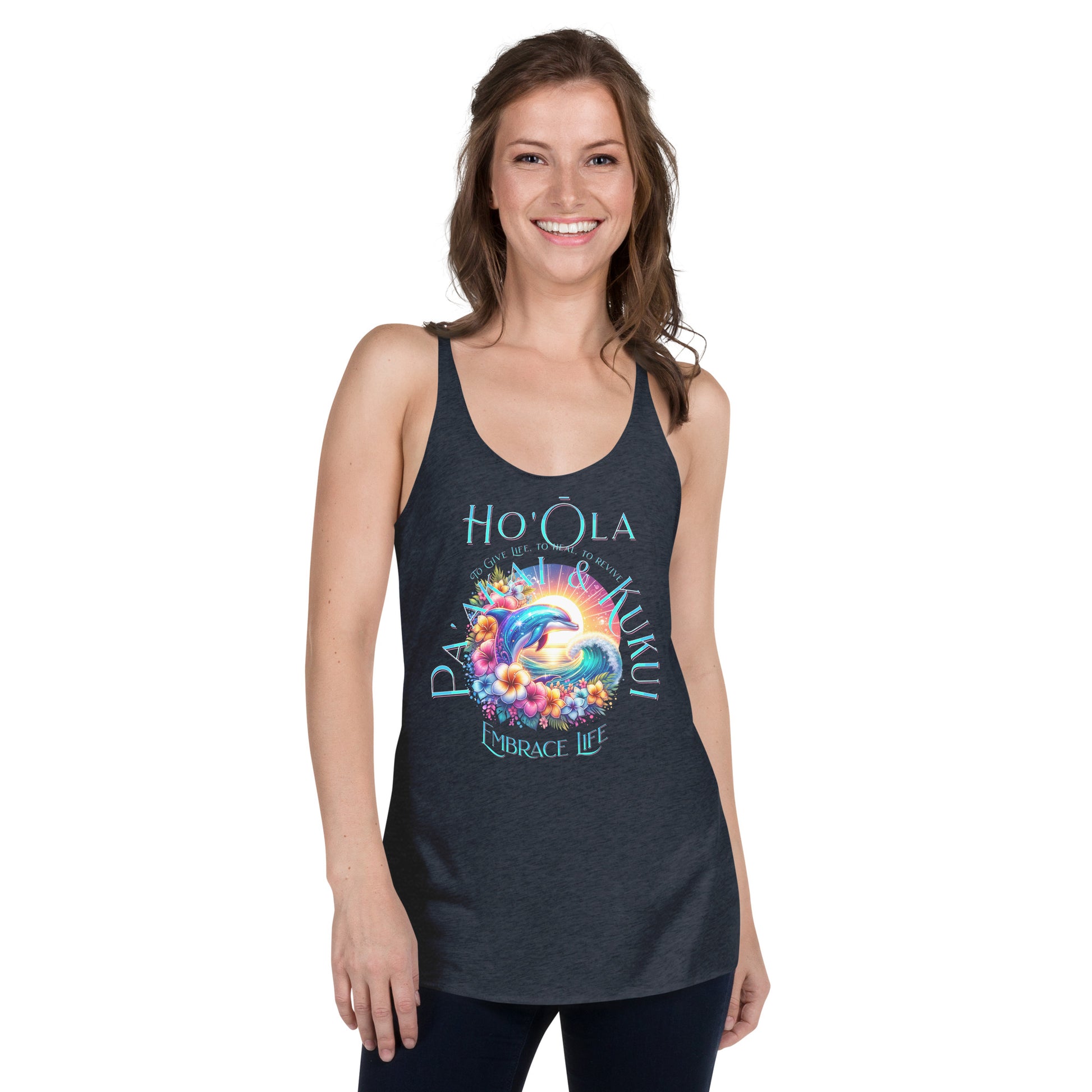 Ho'ōla (To Give Life, To Heal, To Rivive) - Women's Racerback Tank Tank Top Pa'akai & Kukui