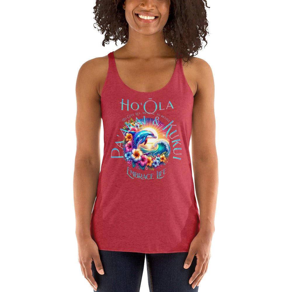 Ho'ōla (To Give Life, To Heal, To Rivive) - Women's Racerback Tank Tank Top Pa'akai & Kukui