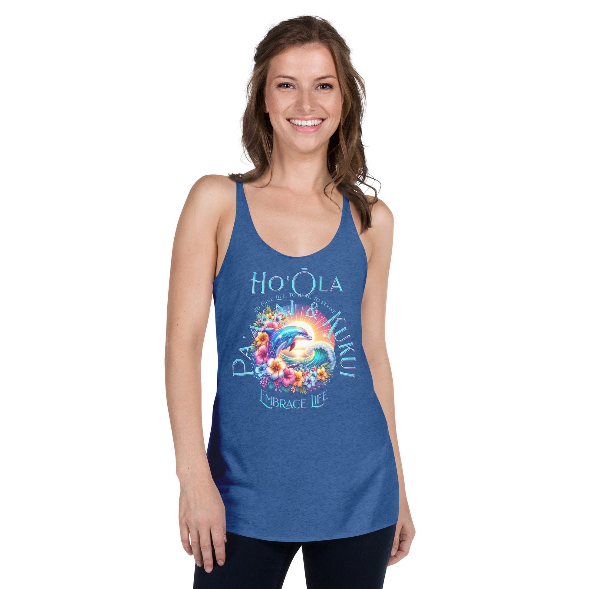 Ho'ōla (To Give Life, To Heal, To Rivive) - Women's Racerback Tank Tank Top Pa'akai & Kukui
