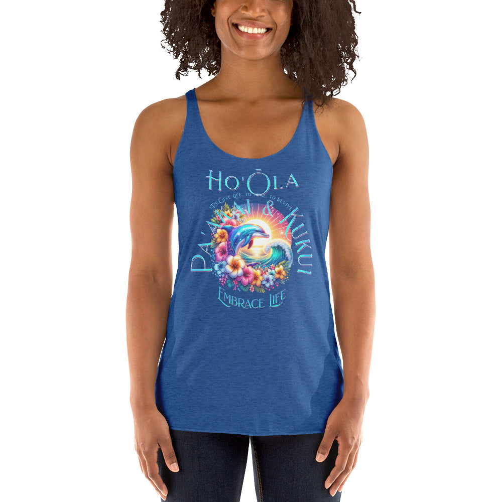 Ho'ōla (To Give Life, To Heal, To Rivive) - Women's Racerback Tank Tank Top Pa'akai & Kukui