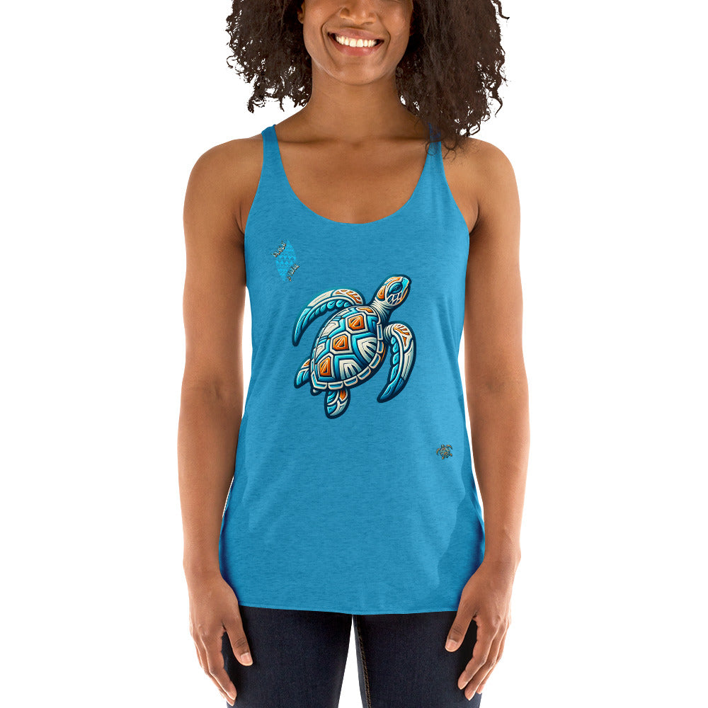 Tribal Sea Turtle Women's Racerback Tank Tank Top Pa'akai & Kukui