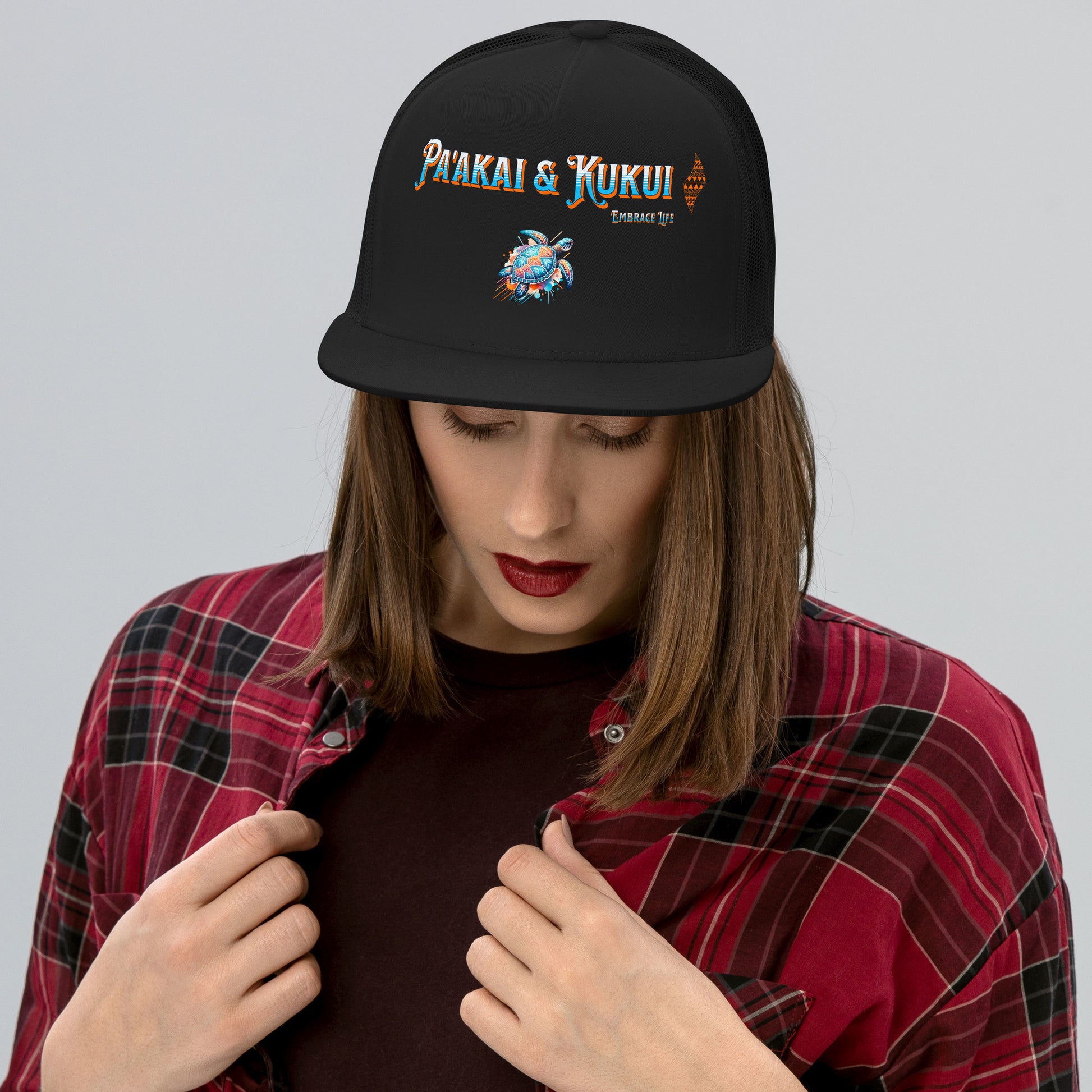 Tribal Sea Turtle Trucker Cap Trucker Hat Pa'akai & Kukui
