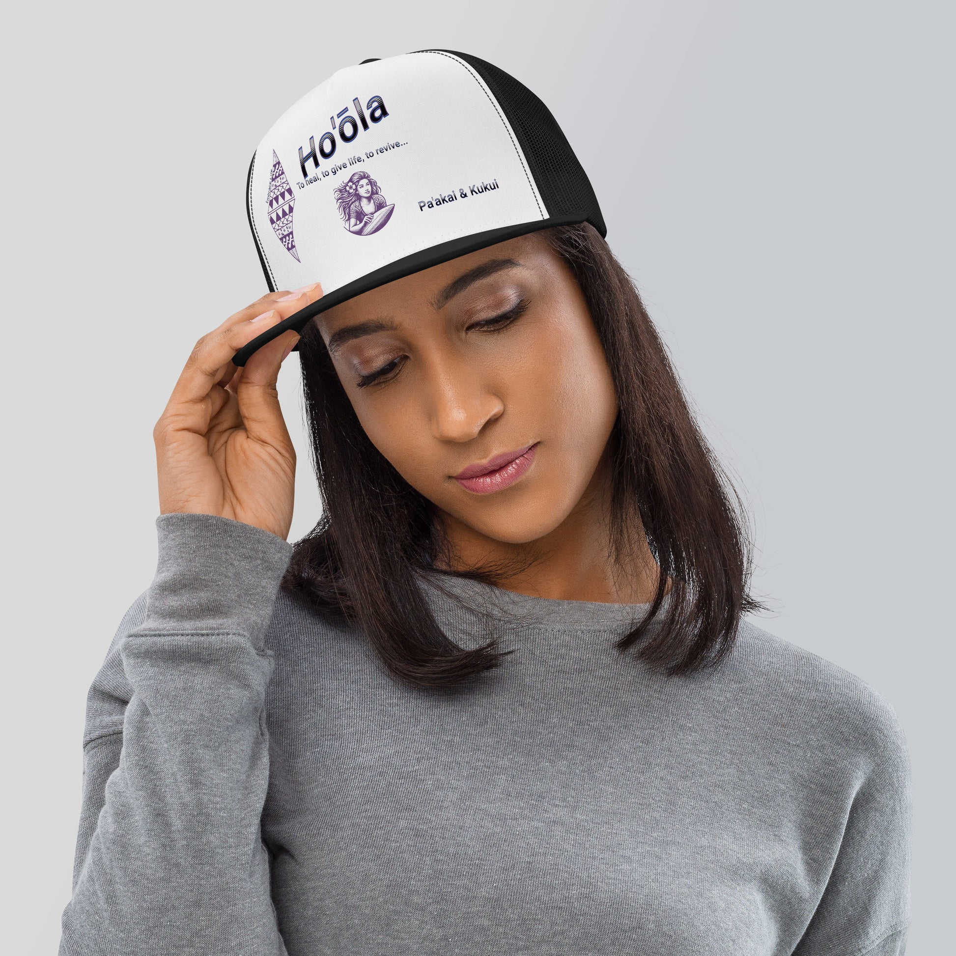 Ho'ōla... To Give Life, To Heal, To Revive - Womens Trucker Cap Trucker Hat Pa'akai & Kukui