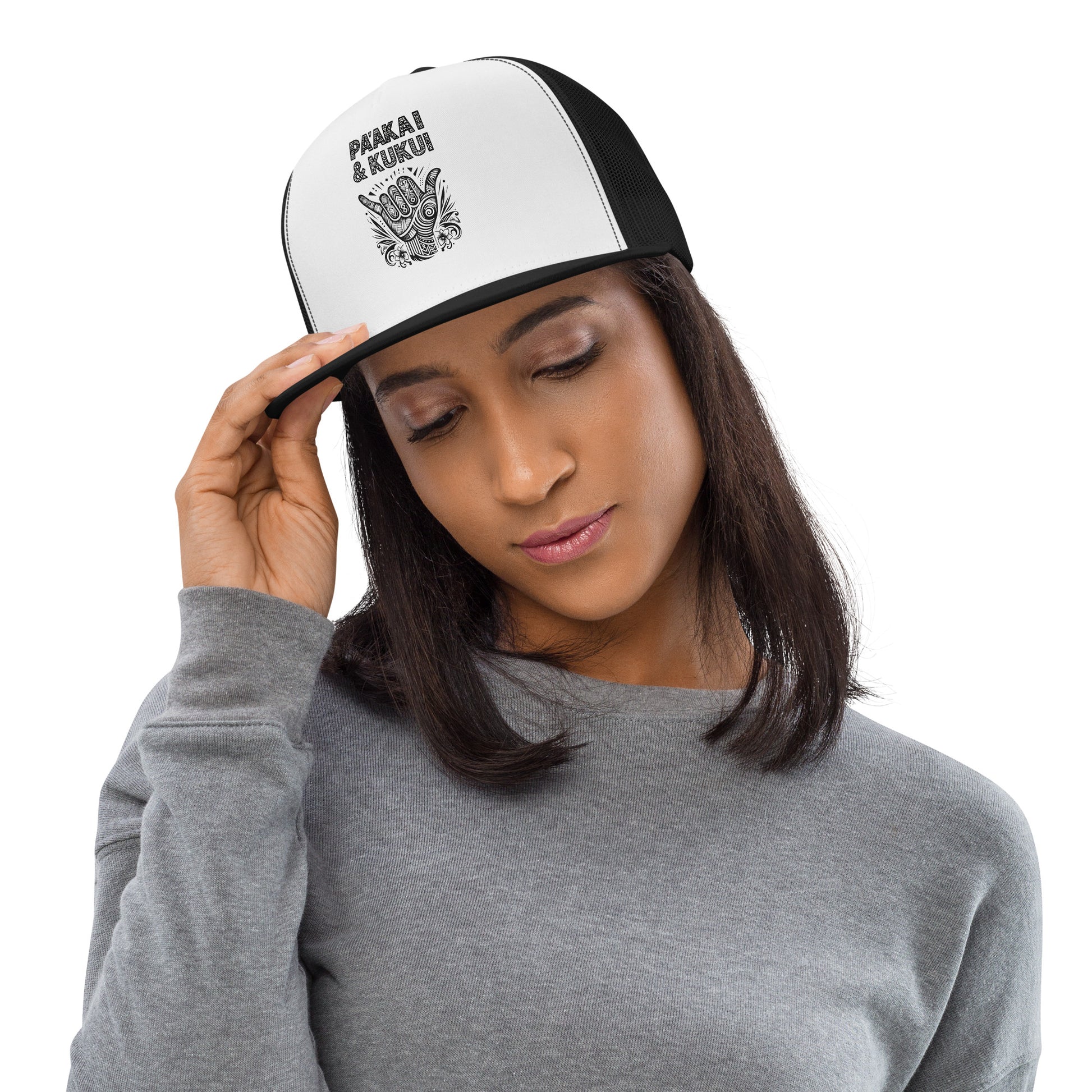 Tribal Shaka Trucker Cap Trucker Hat Pa'akai & Kukui
