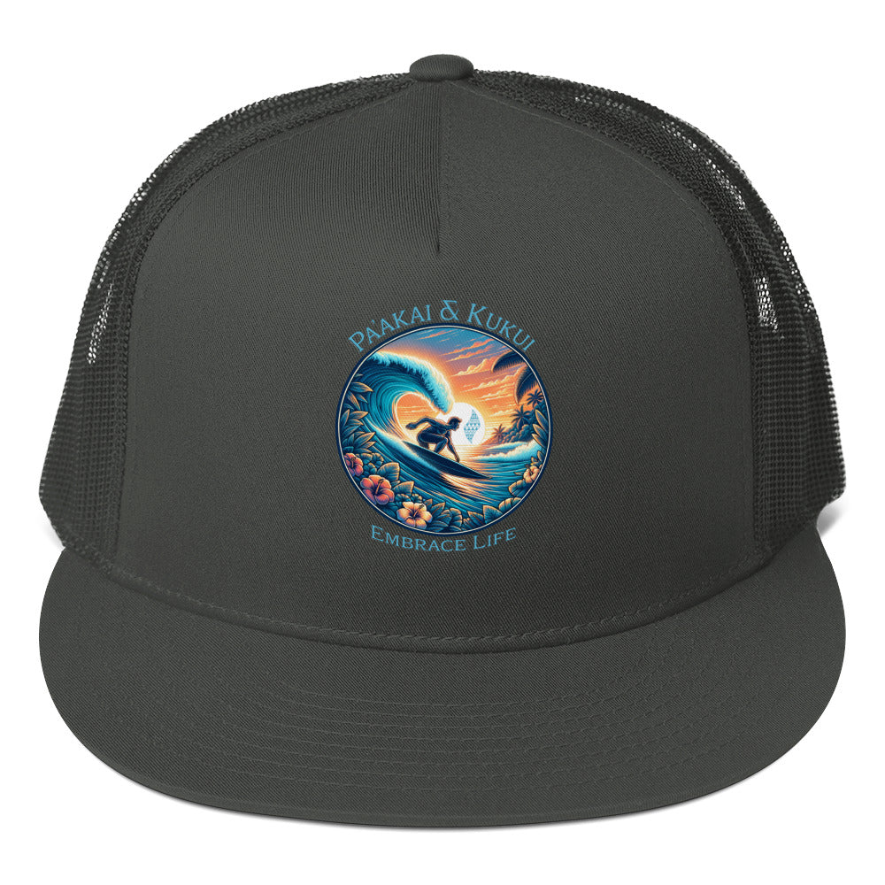 Kai pi'i Trucker Cap Trucker Hat Pa'akai & Kukui Charcoal