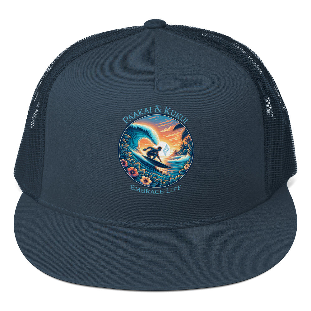 Kai pi'i Trucker Cap Trucker Hat Pa'akai & Kukui Navy