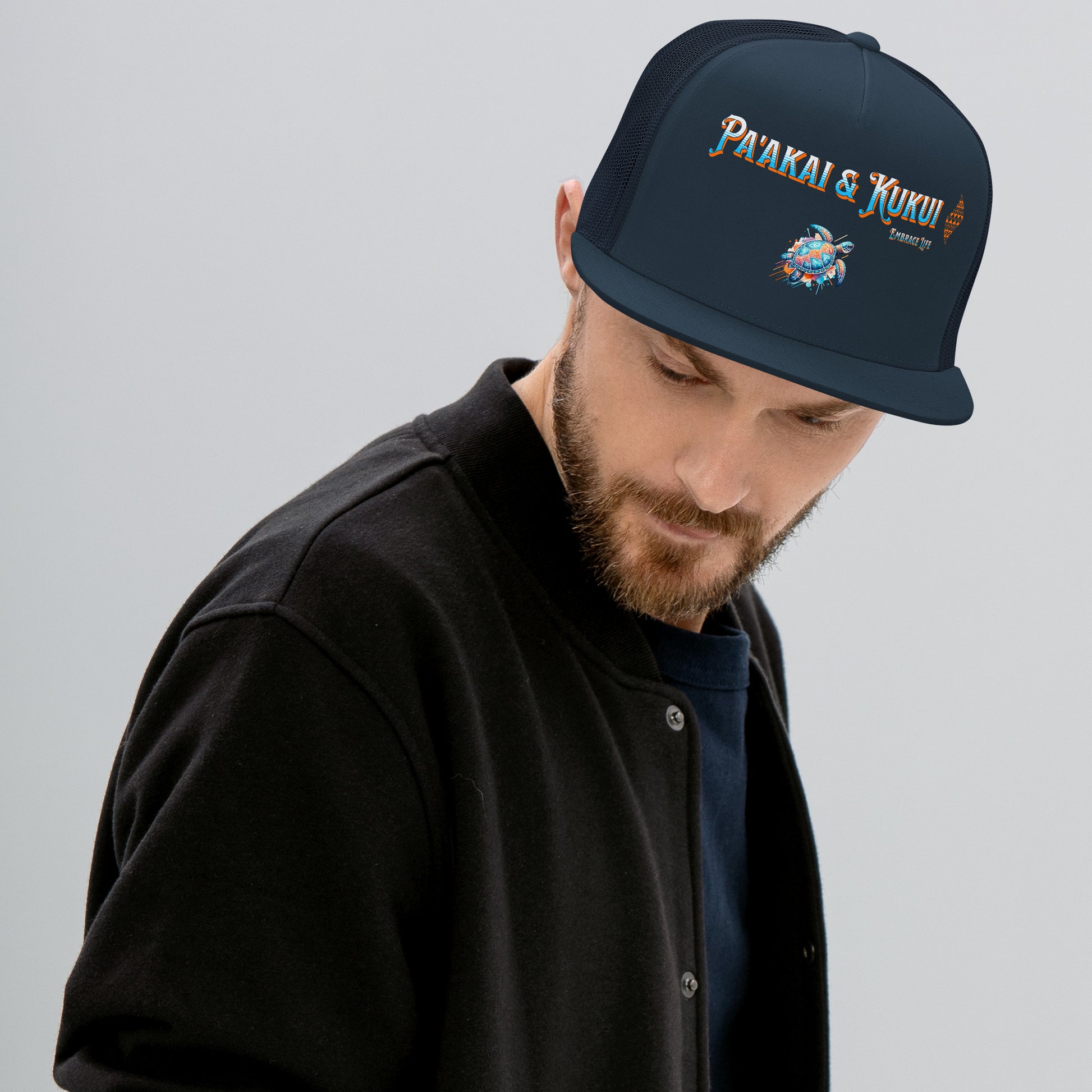 Tribal Sea Turtle Trucker Cap Trucker Hat Pa'akai & Kukui