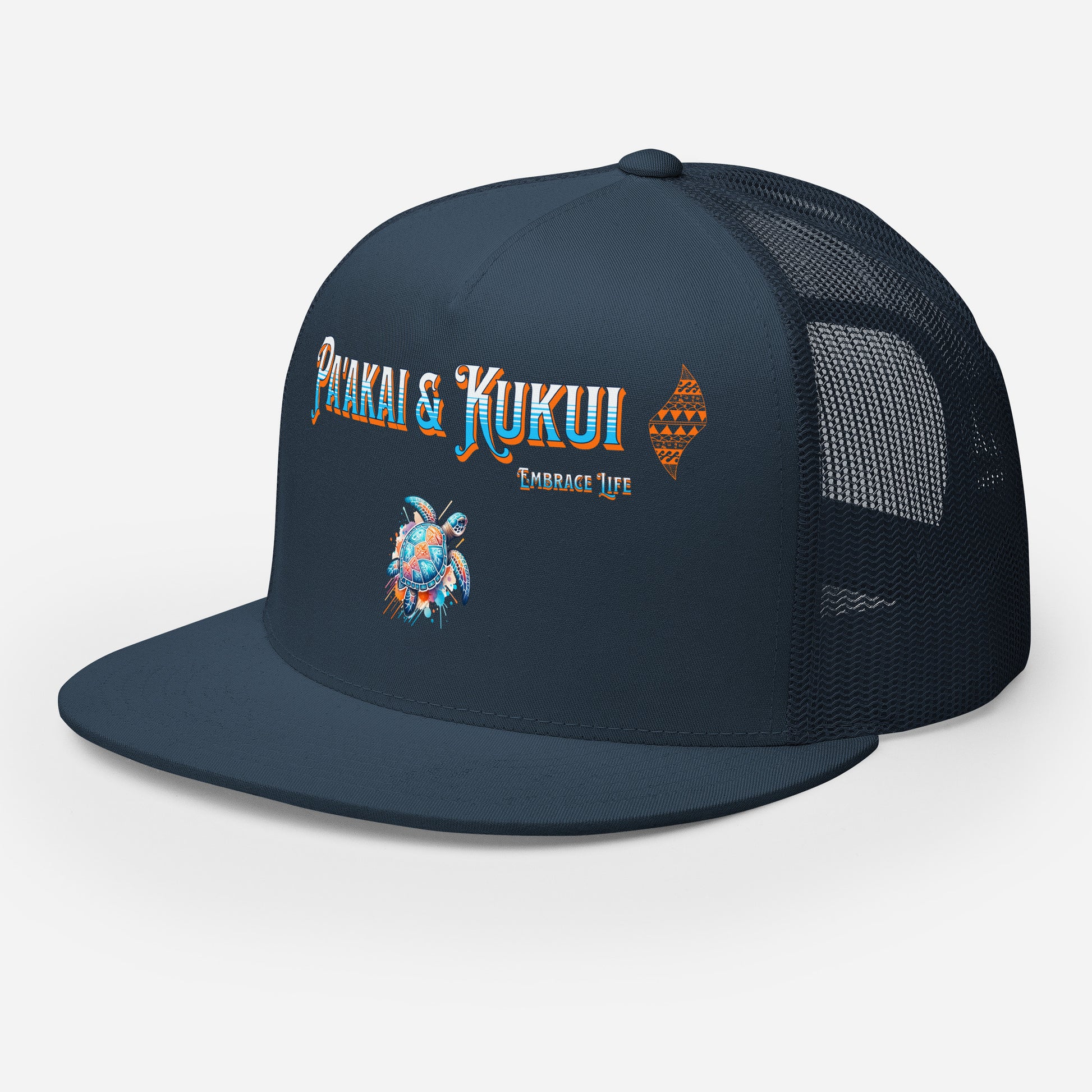 Tribal Sea Turtle Trucker Cap Trucker Hat Pa'akai & Kukui