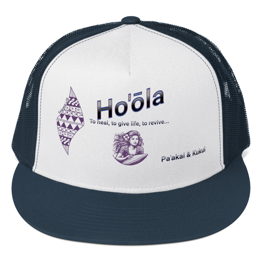 Ho'ōla... To Give Life, To Heal, To Revive - Womens Trucker Cap Trucker Hat Pa'akai & Kukui