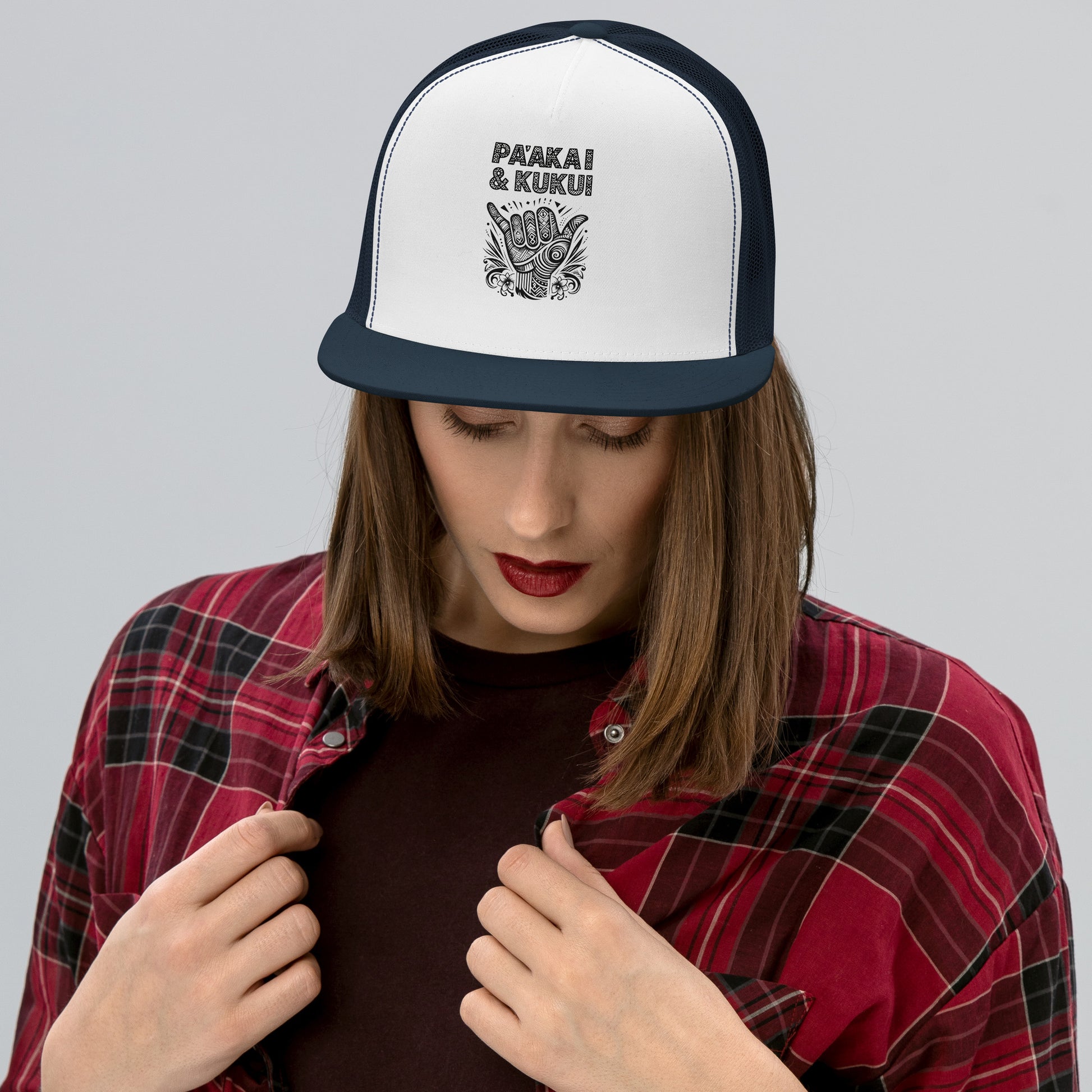 Tribal Shaka Trucker Cap Trucker Hat Pa'akai & Kukui