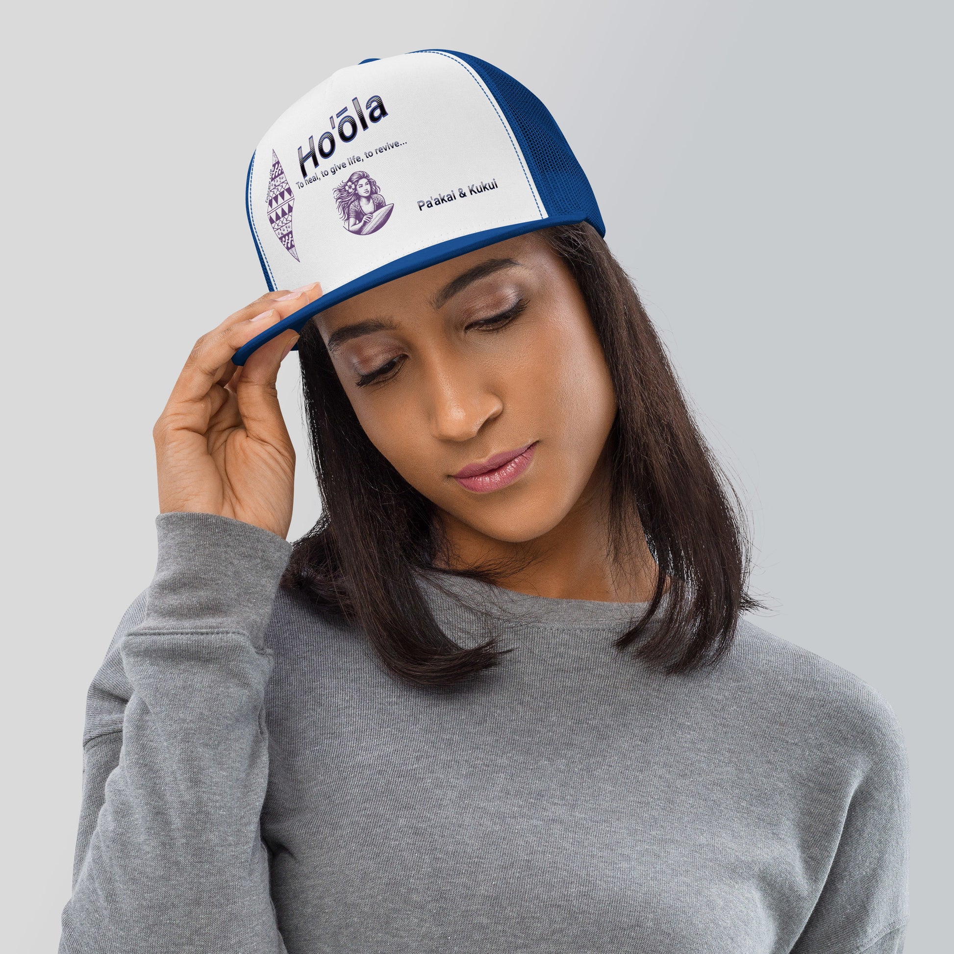 Ho'ōla... To Give Life, To Heal, To Revive - Womens Trucker Cap Trucker Hat Pa'akai & Kukui