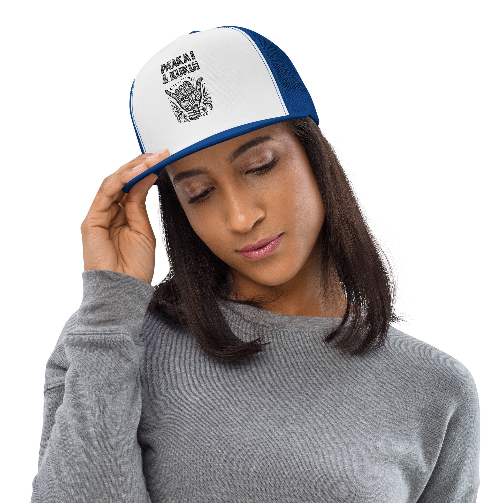 Tribal Shaka Trucker Cap Trucker Hat Pa'akai & Kukui