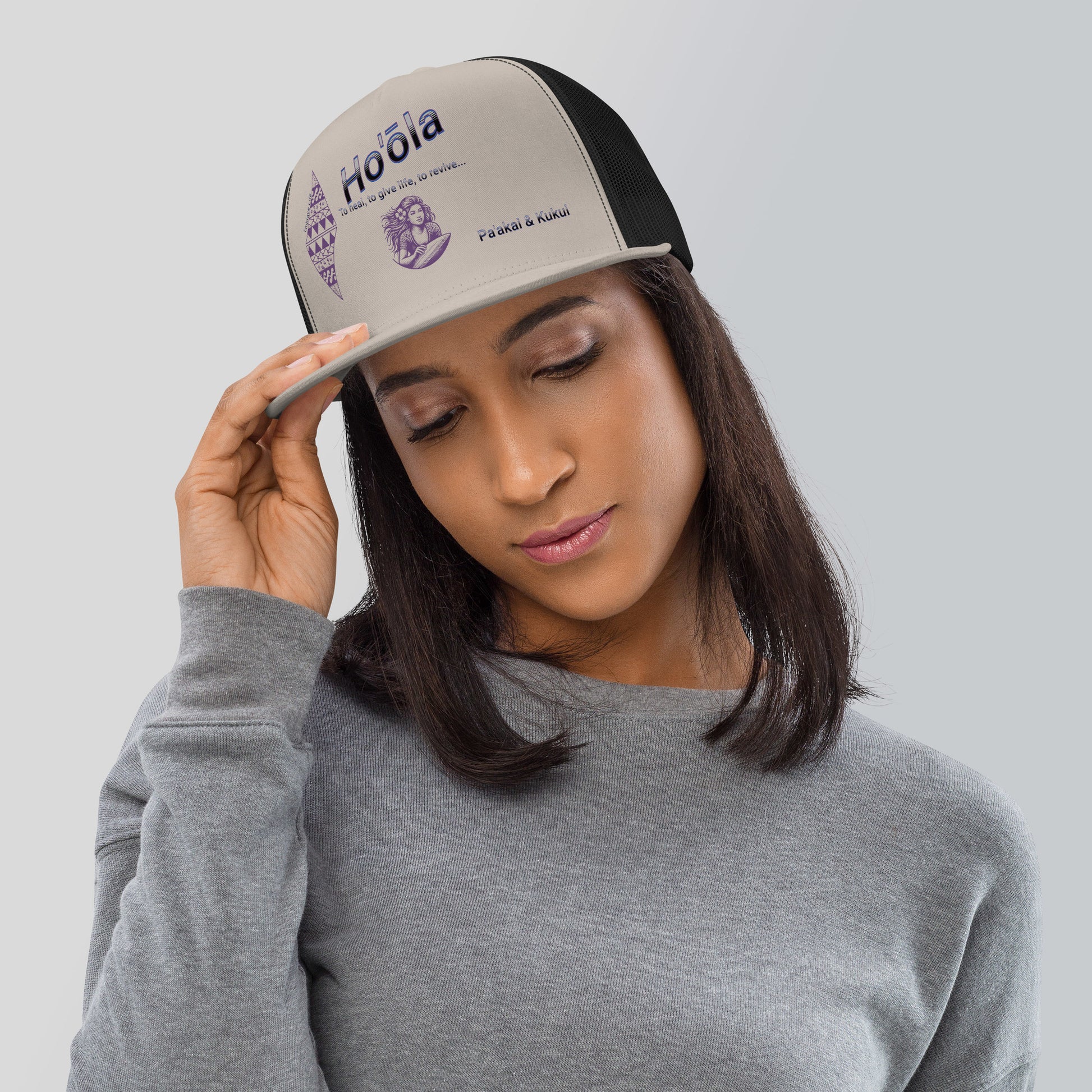 Ho'ōla... To Give Life, To Heal, To Revive - Womens Trucker Cap Trucker Hat Pa'akai & Kukui