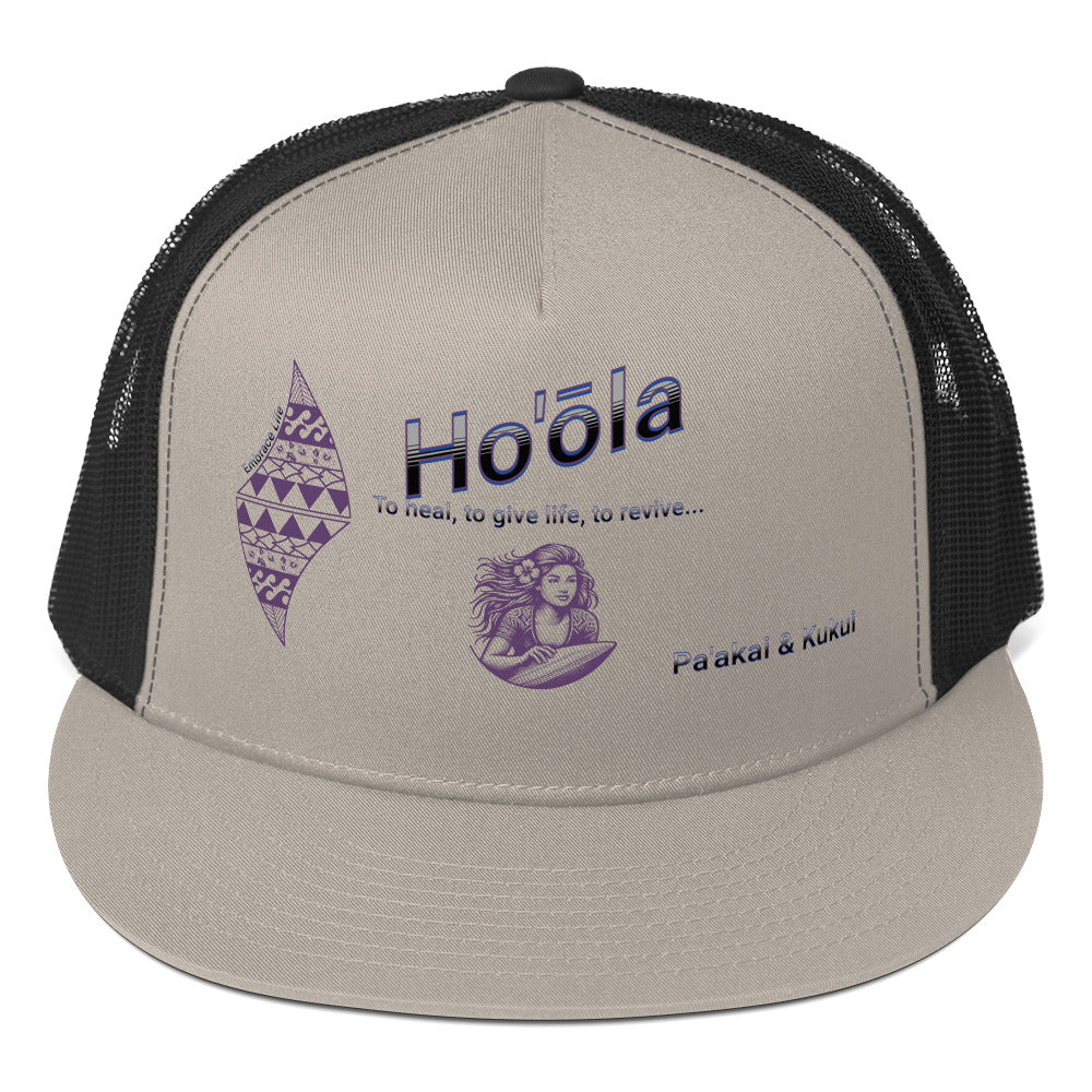 Ho'ōla... To Give Life, To Heal, To Revive - Womens Trucker Cap Trucker Hat Pa'akai & Kukui