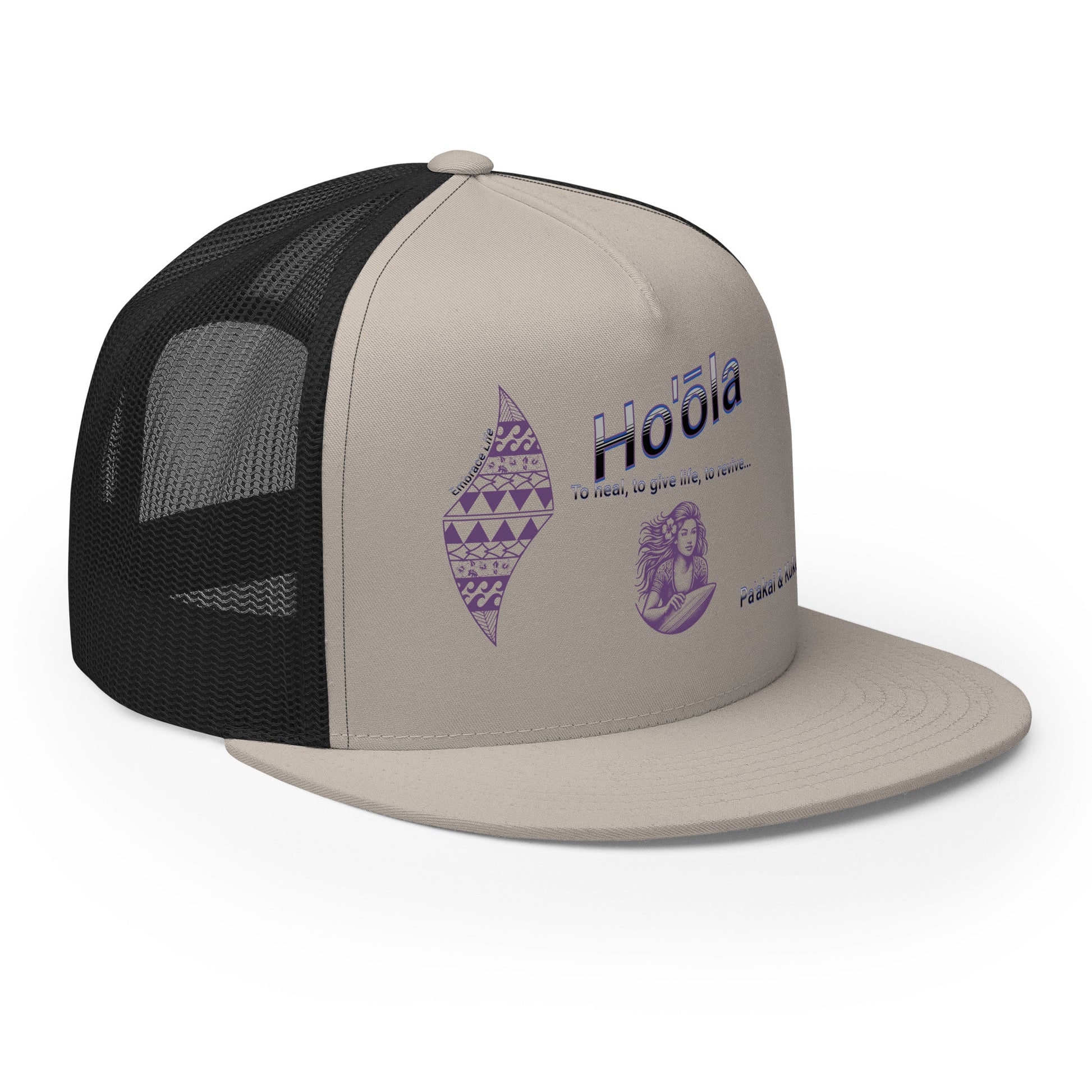 Ho'ōla... To Give Life, To Heal, To Revive - Womens Trucker Cap Trucker Hat Pa'akai & Kukui
