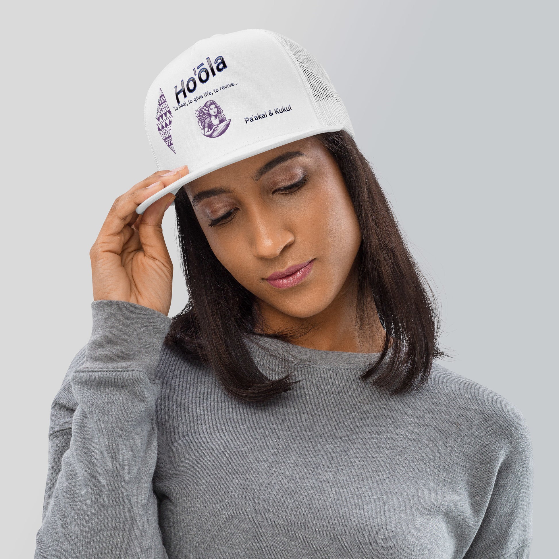 Ho'ōla... To Give Life, To Heal, To Revive - Womens Trucker Cap Trucker Hat Pa'akai & Kukui