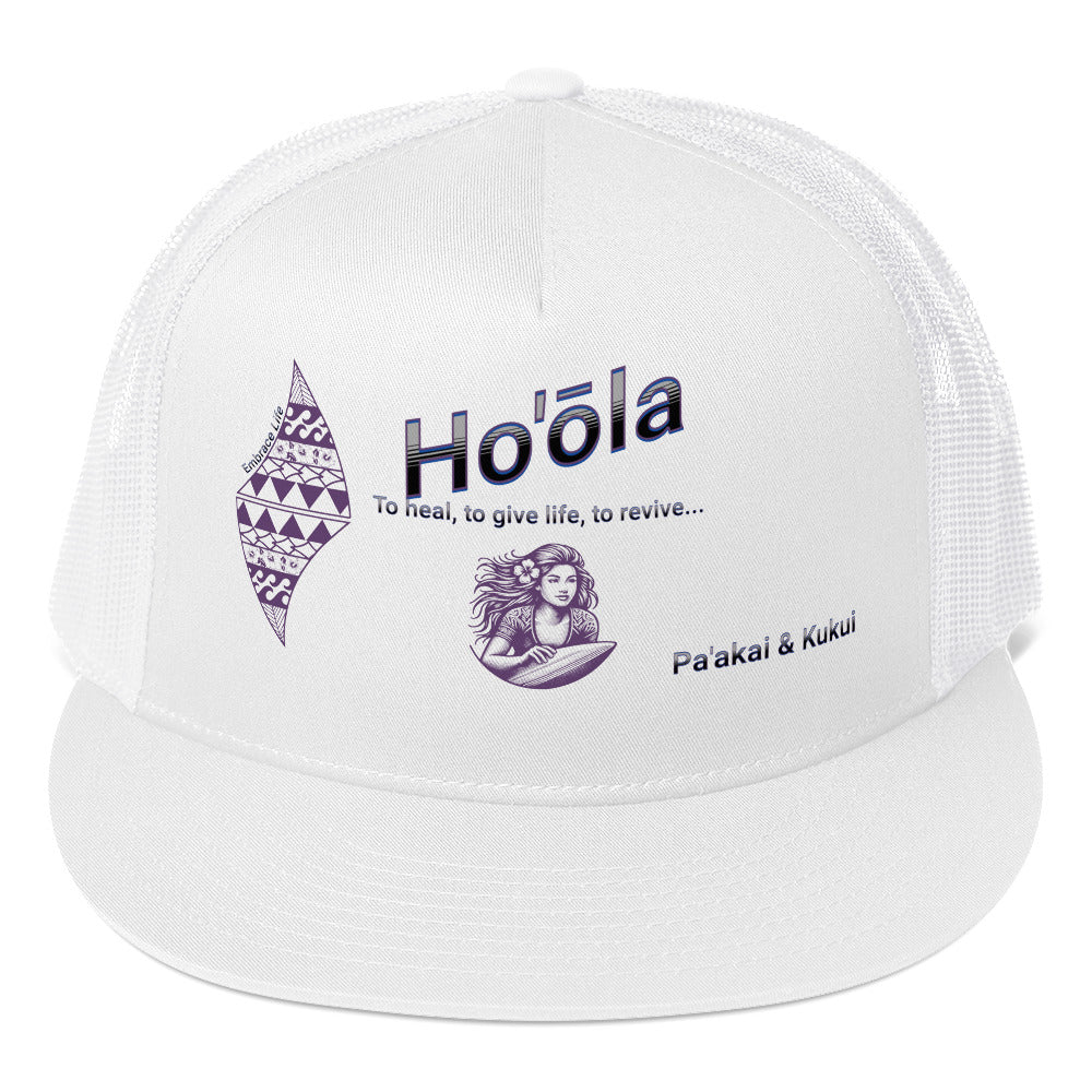 Ho'ōla... To Give Life, To Heal, To Revive - Womens Trucker Cap Trucker Hat Pa'akai & Kukui