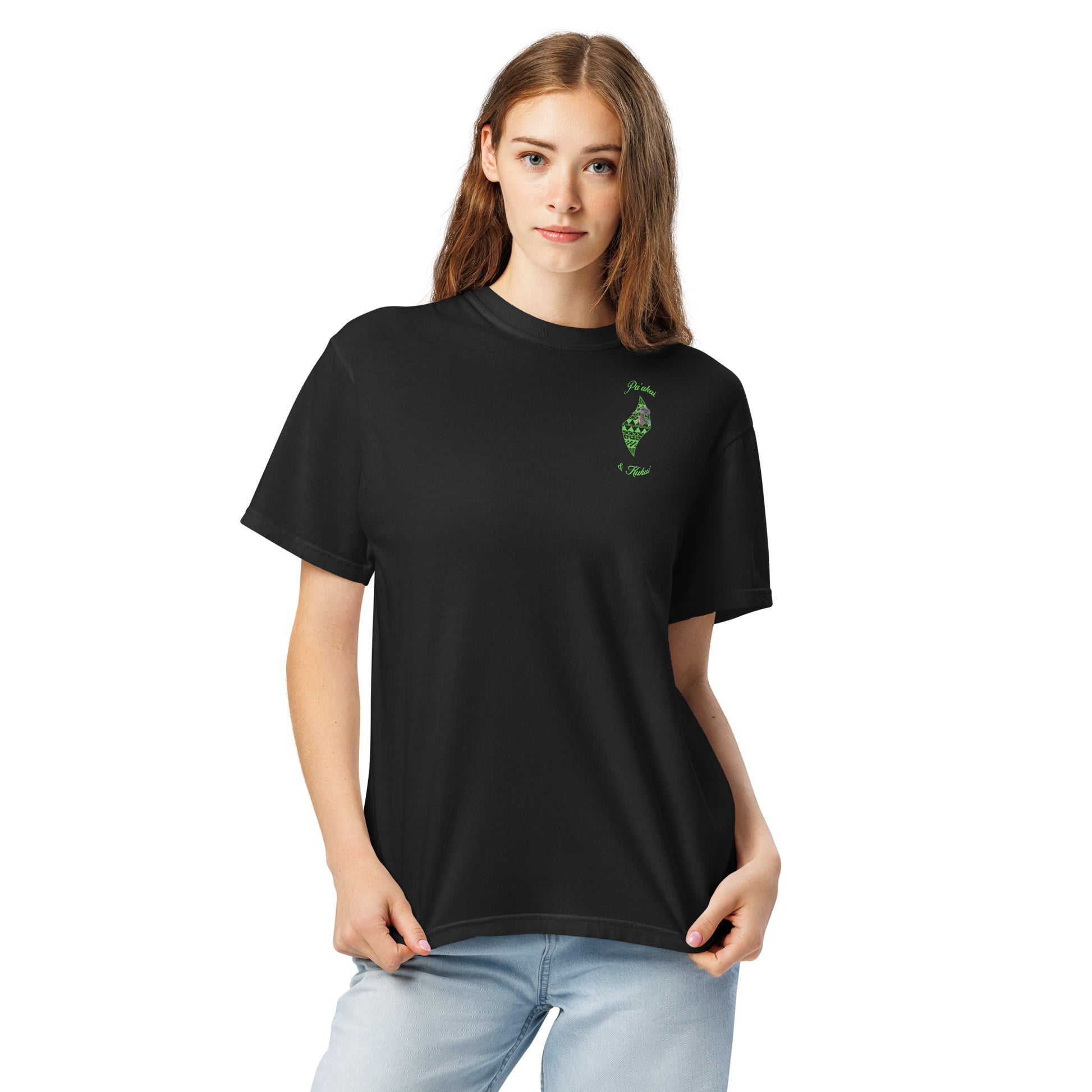Pa‘akai & Kukui Lū‘au ‘Ohana garment-dyed heavyweight T-shirt — premium unisex tee celebrating Hawaiian family spirit with island-inspired design