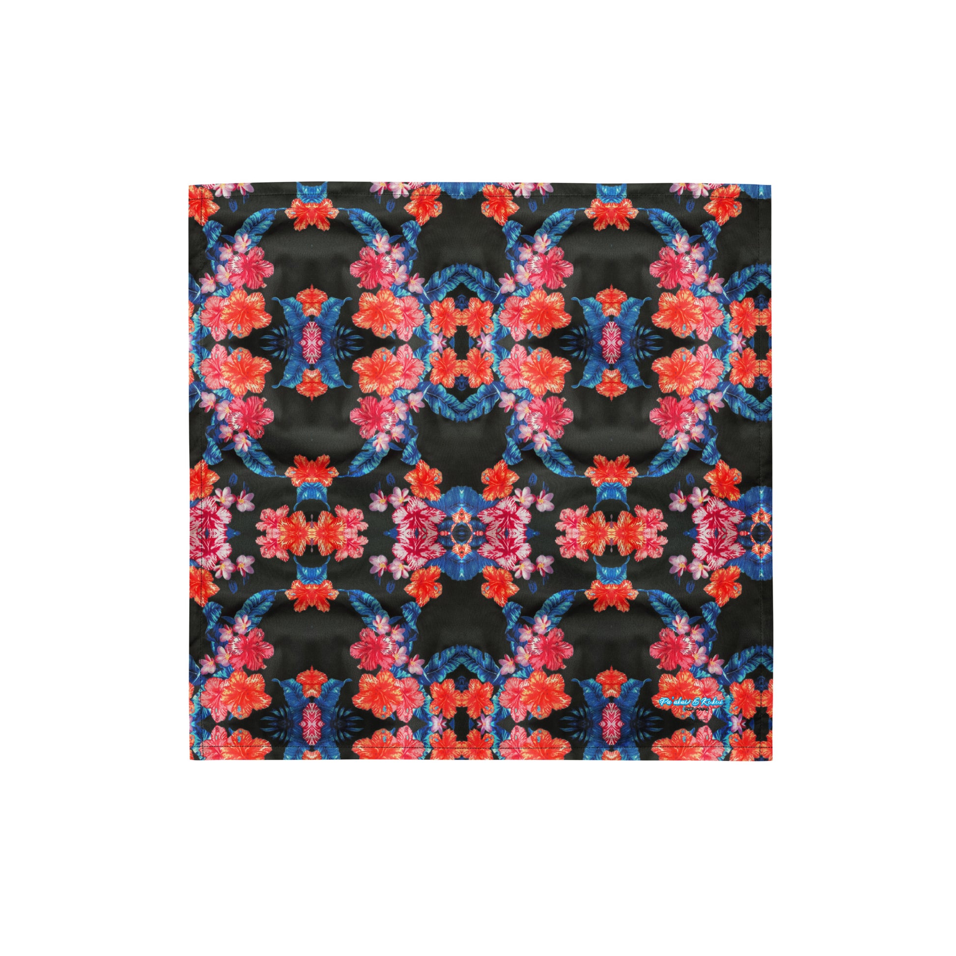 Ho'ōla (To Give Life, To Heal, To Revive) floral bandana Bandana Pa'akai & Kukui
