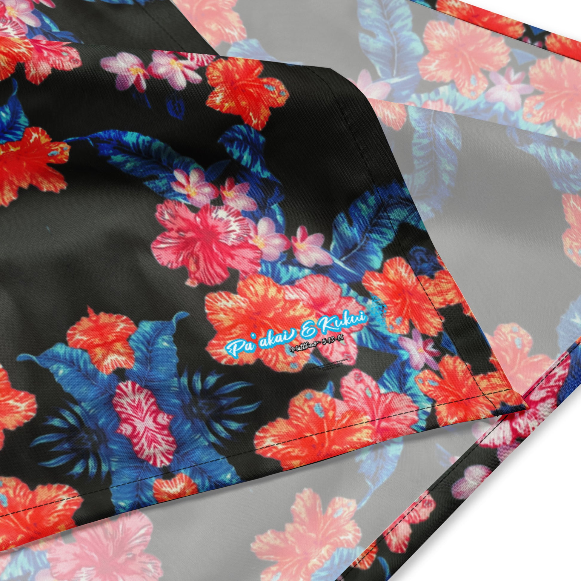 Ho'ōla (To Give Life, To Heal, To Revive) floral bandana Bandana Pa'akai & Kukui