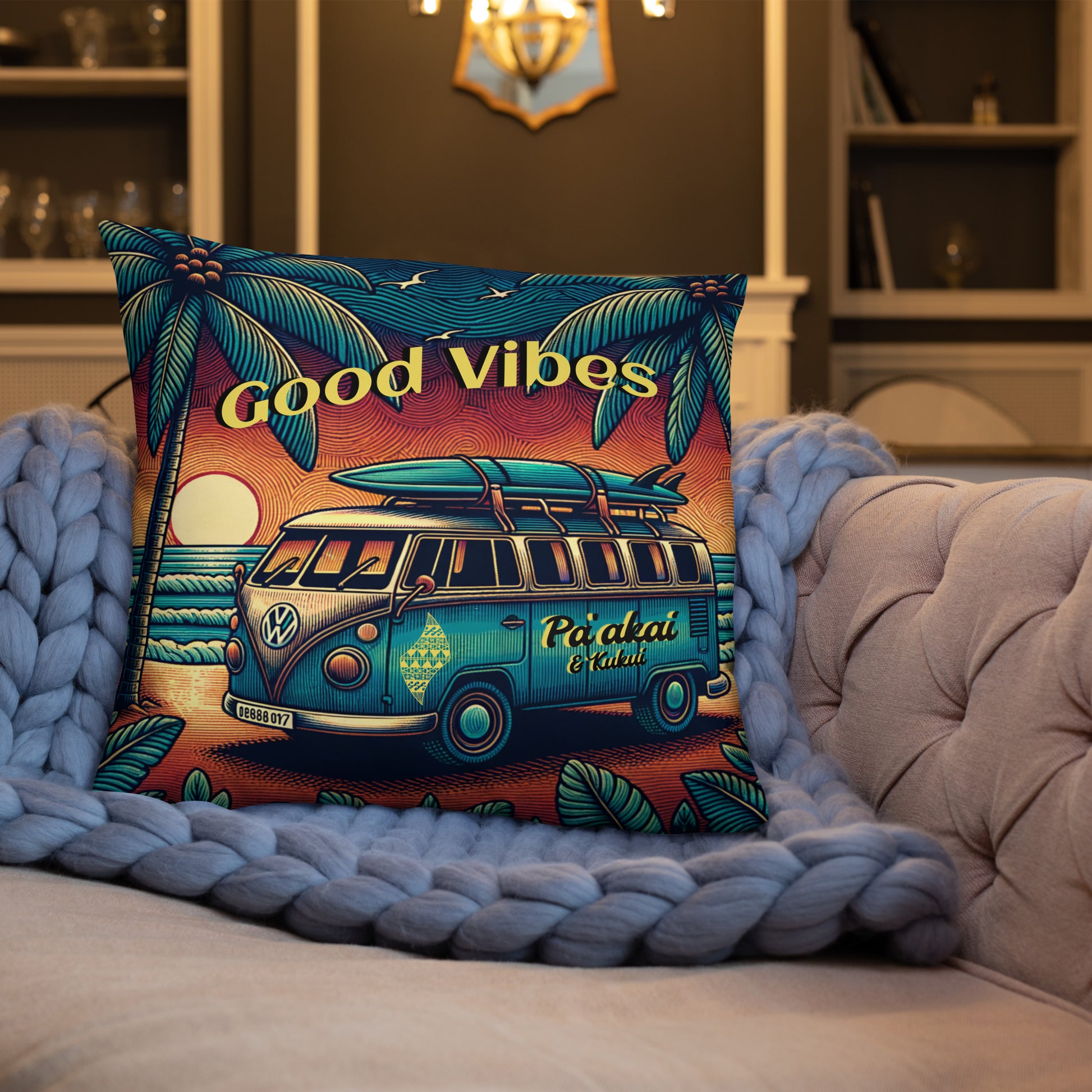 VW Good Vibes Basic Pillow Pillow Pa'akai & Kukui 22″×22″