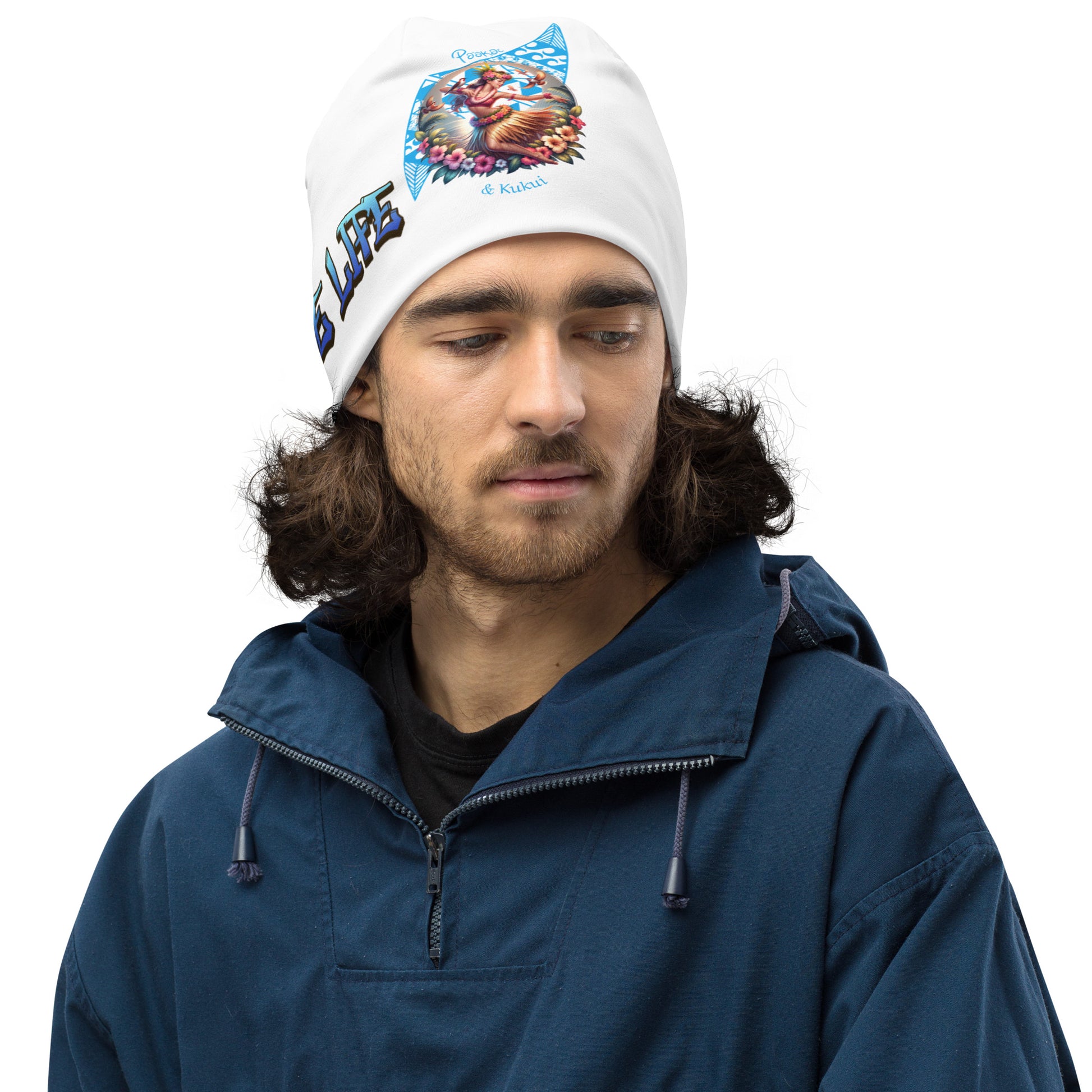 Hula Girl Vibes All-Over Print Beanie Beanie Pa'akai & Kukui
