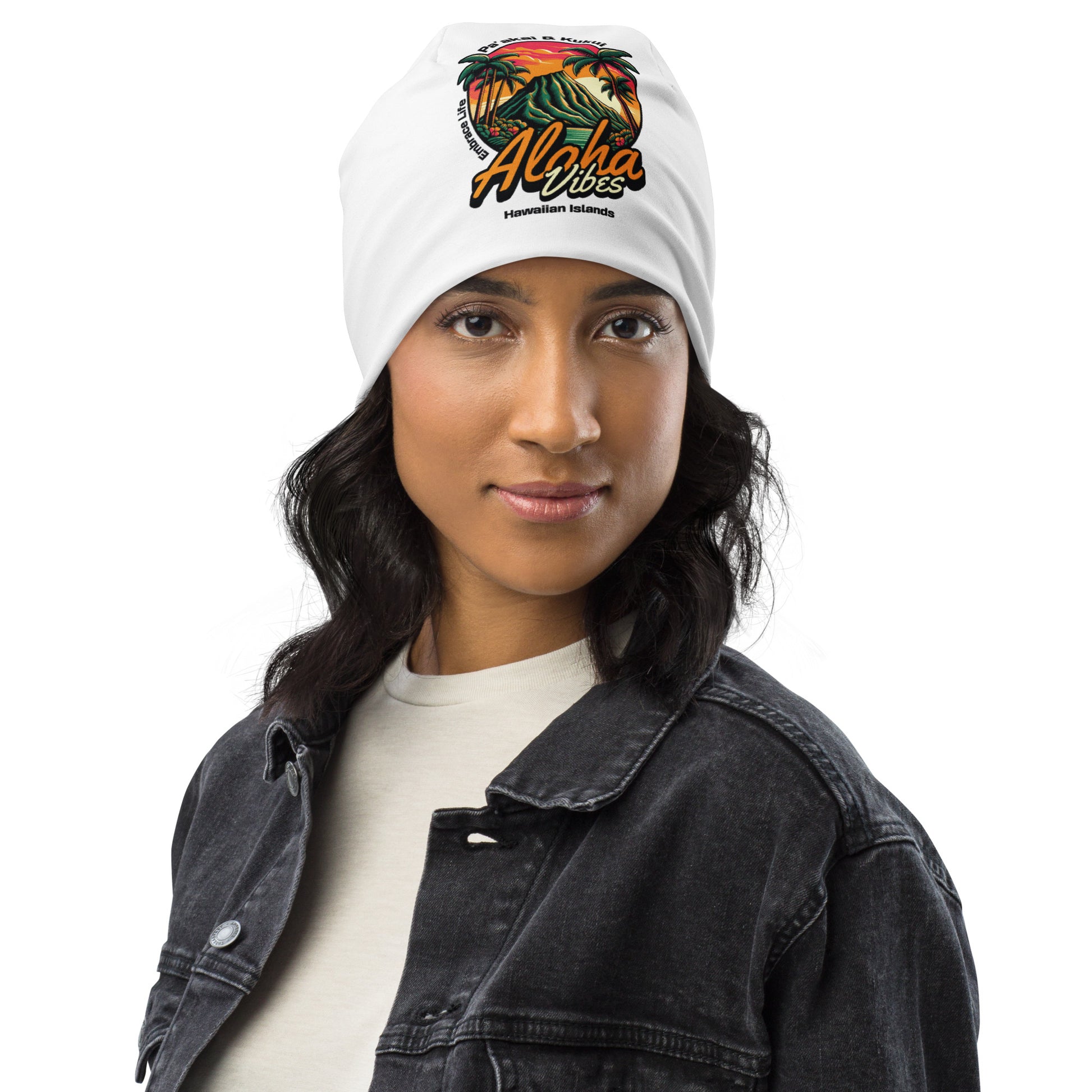 Aloha Vibes All-Over Print Beanie Beanie Pa'akai & Kukui