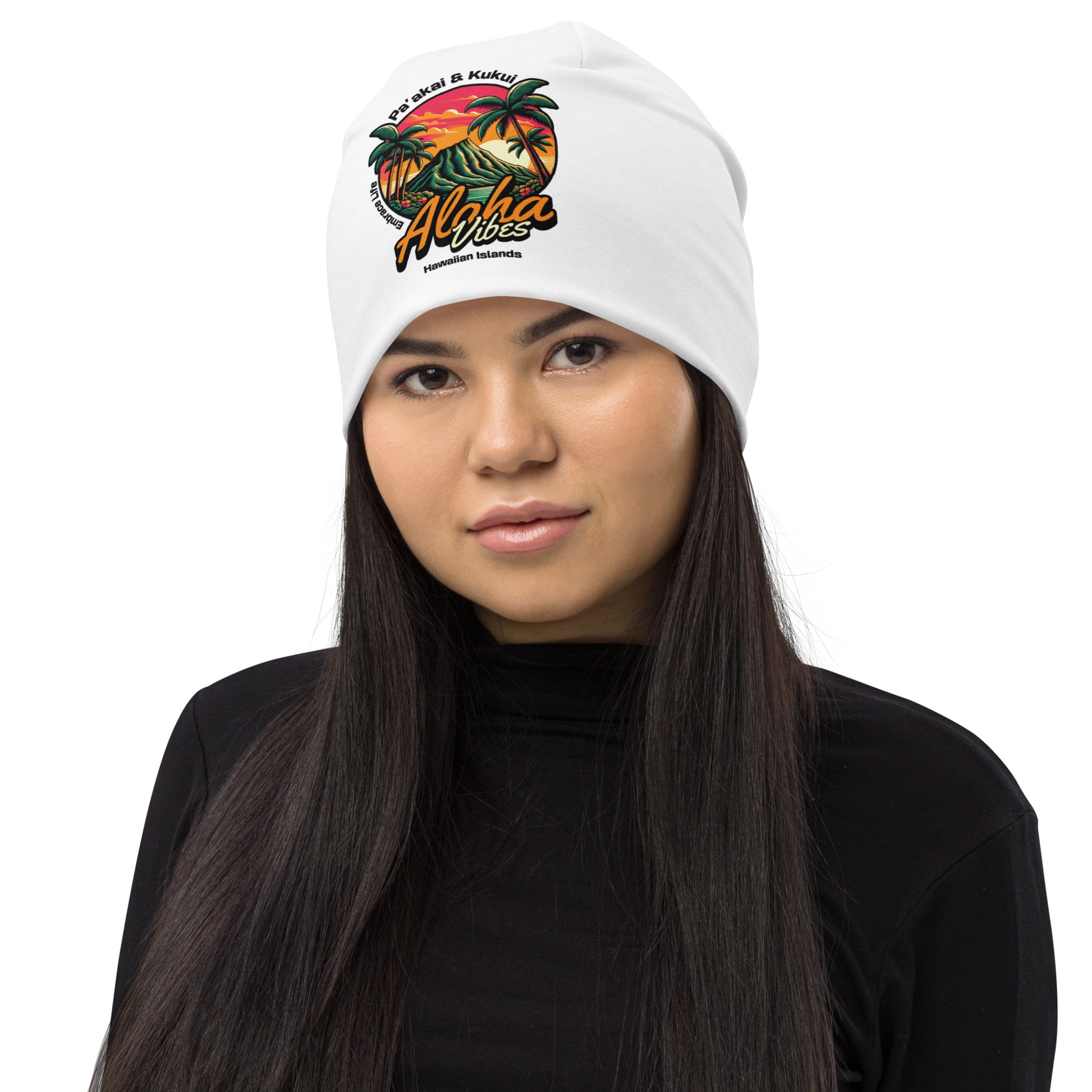 Aloha Vibes All-Over Print Beanie Beanie Pa'akai & Kukui