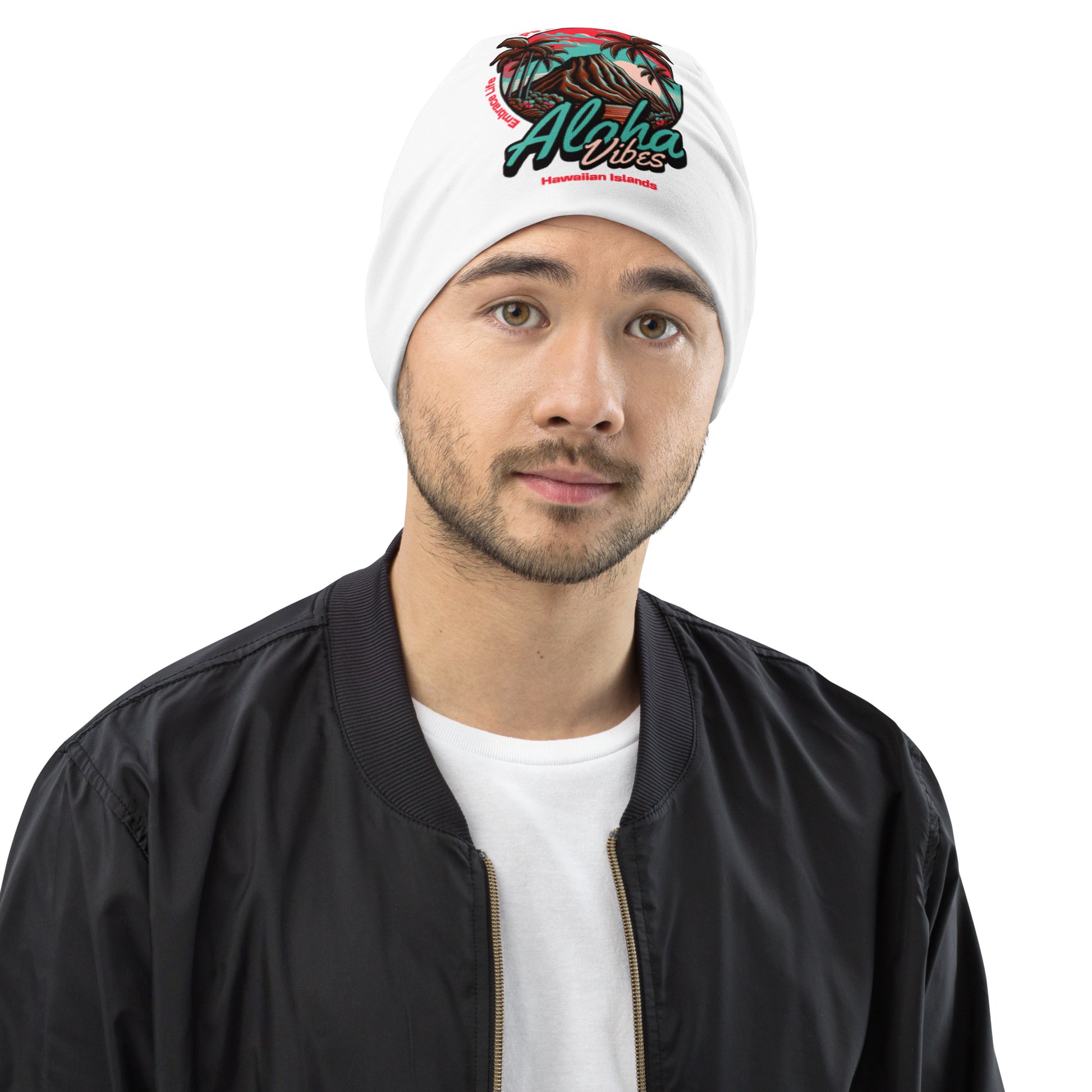 Aloha Vibes (Teal) All-Over Print Beanie Beanie Pa'akai & Kukui