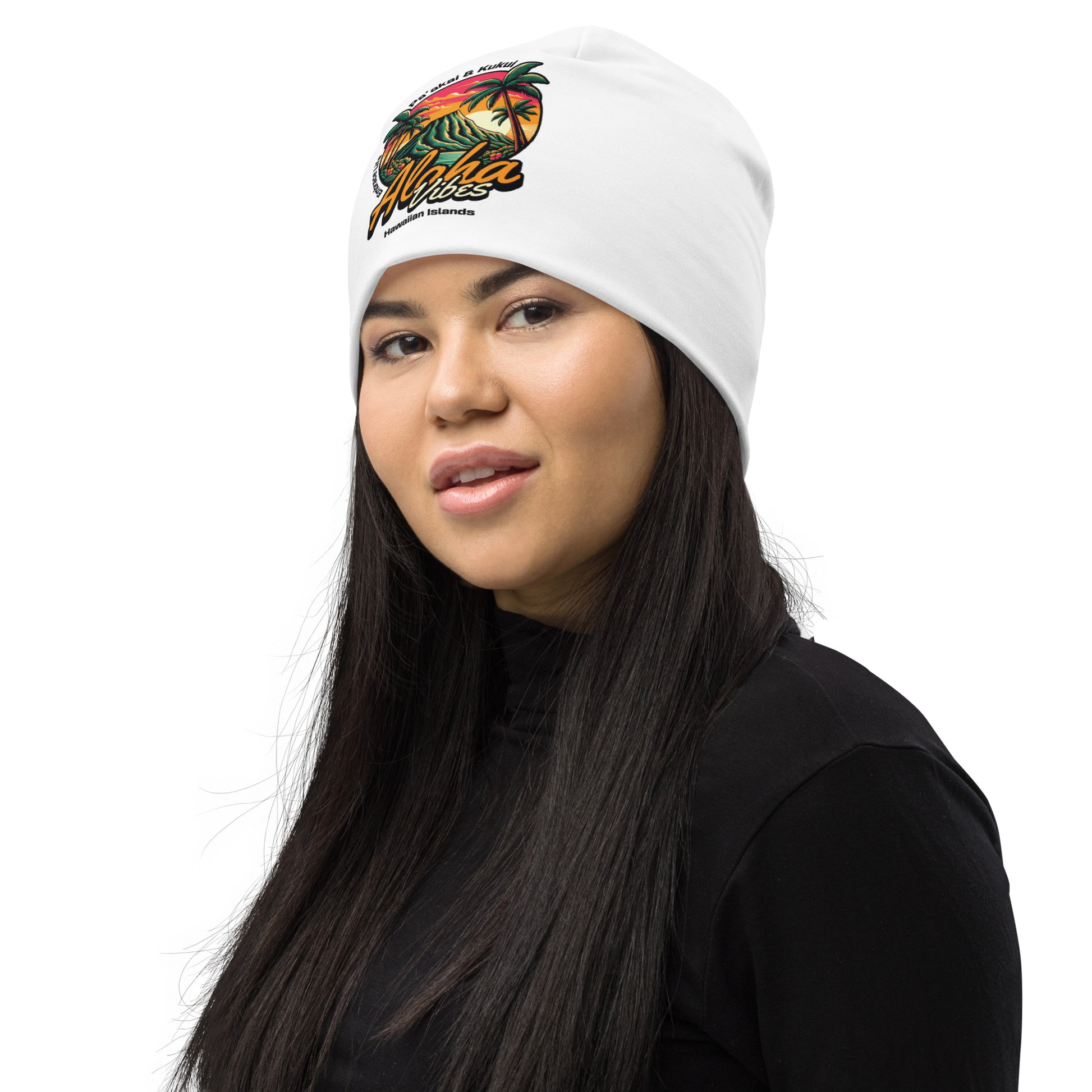 Aloha Vibes All-Over Print Beanie Beanie Pa'akai & Kukui
