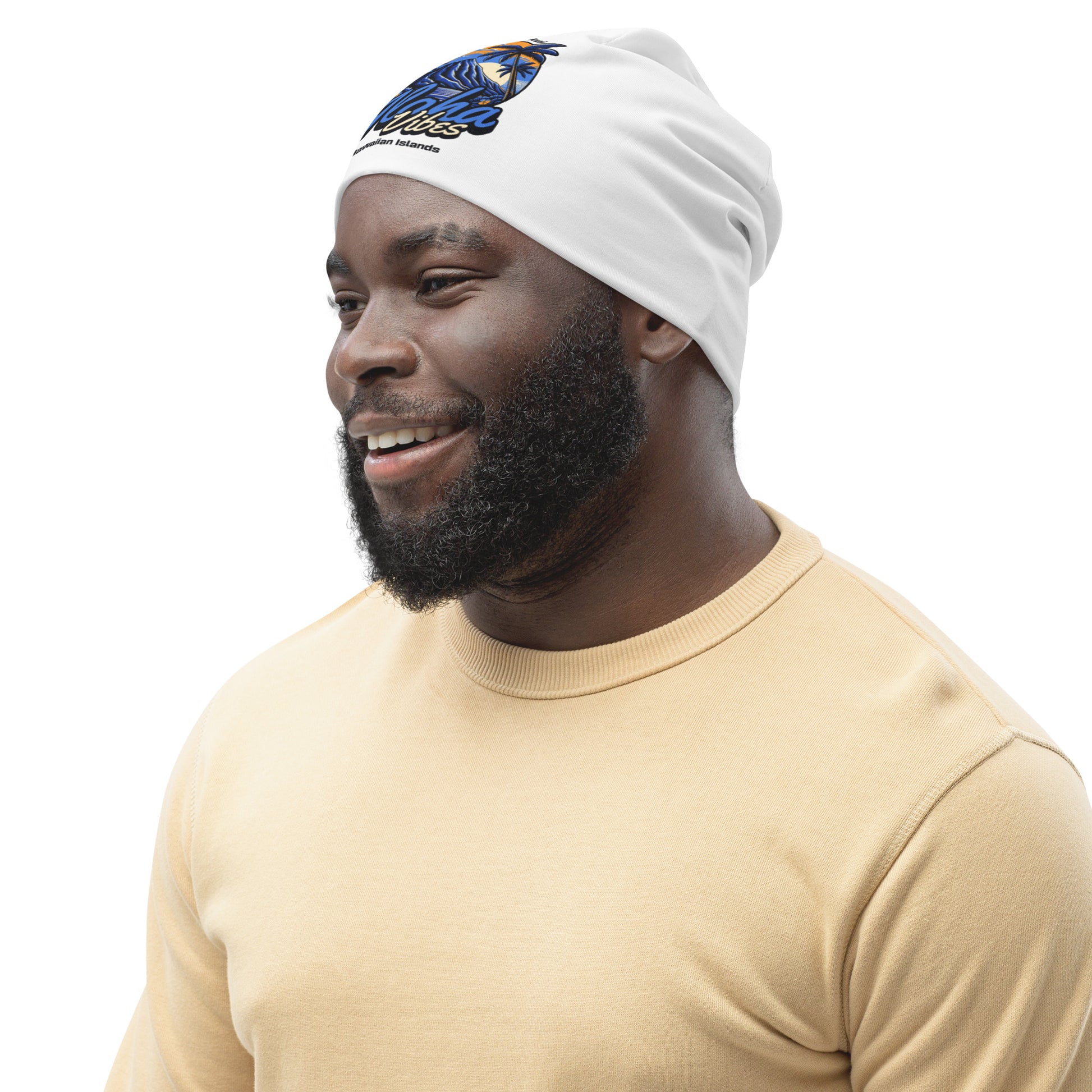 Aloha Vibes (Blue) All-Over Print Beanie Beanie Pa'akai & Kukui