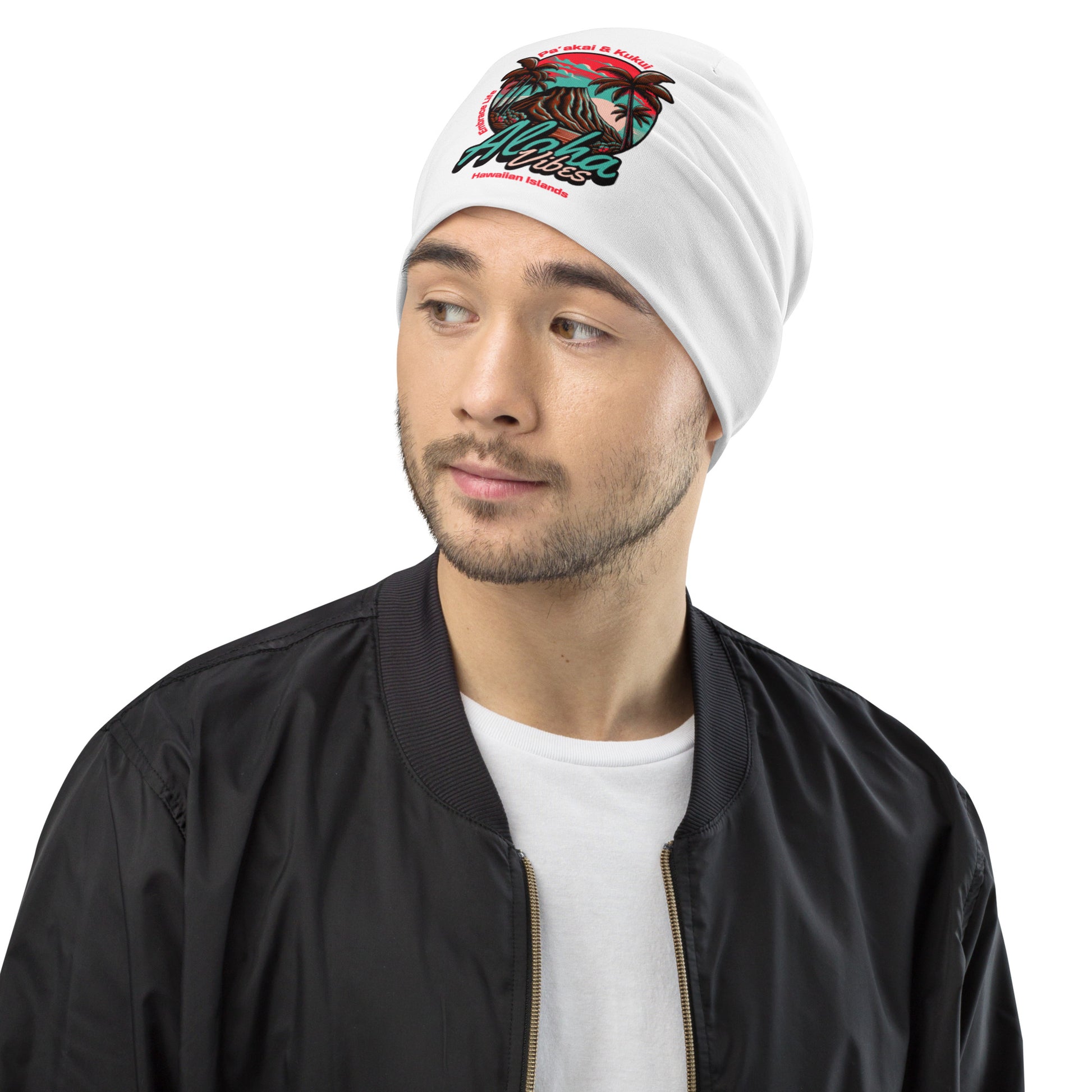 Aloha Vibes (Teal) All-Over Print Beanie Beanie Pa'akai & Kukui
