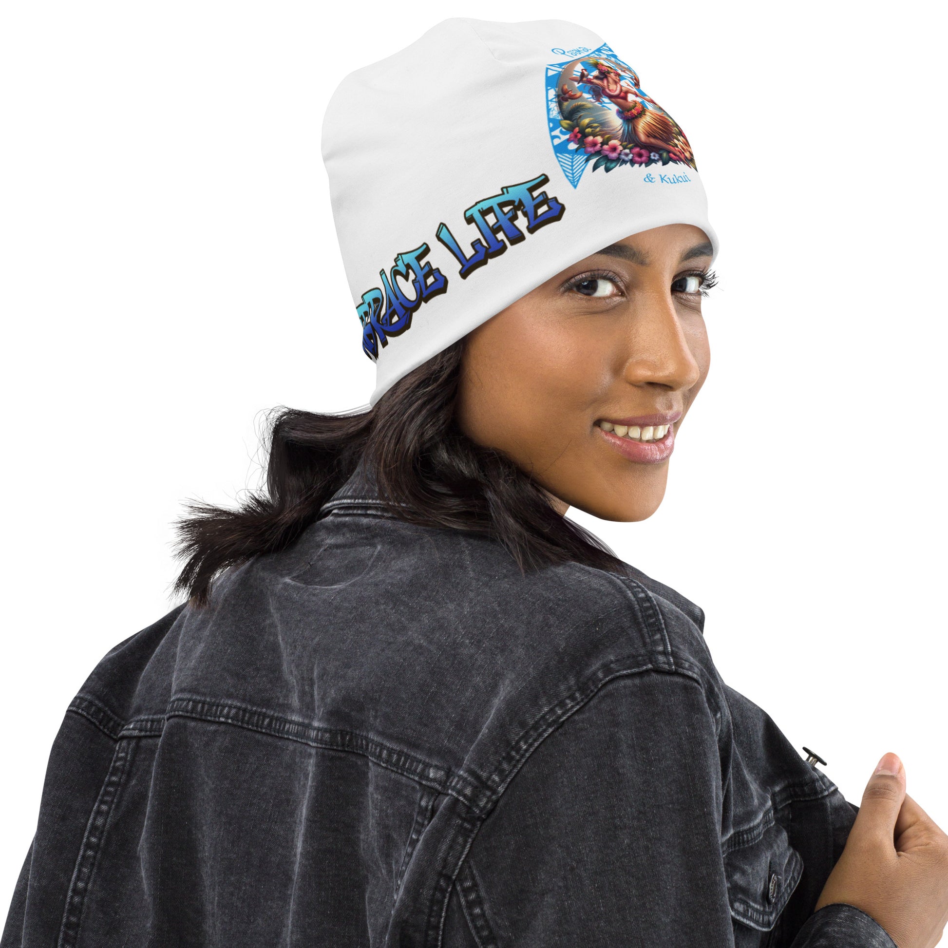 Hula Girl Vibes All-Over Print Beanie Beanie Pa'akai & Kukui