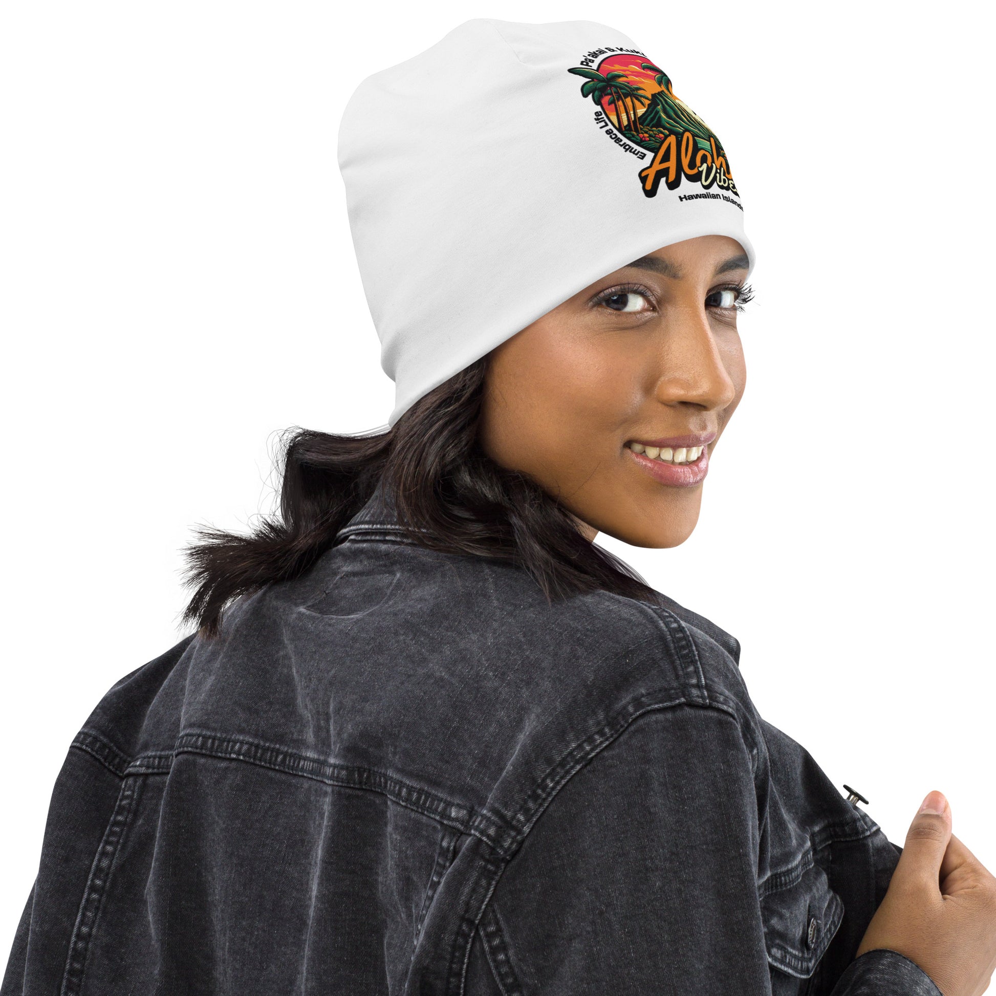 Aloha Vibes All-Over Print Beanie Beanie Pa'akai & Kukui