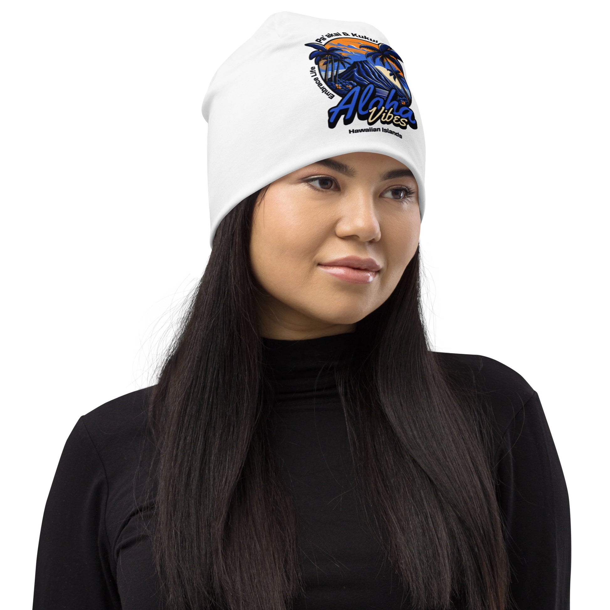 Aloha Vibes (Blue) All-Over Print Beanie Beanie Pa'akai & Kukui