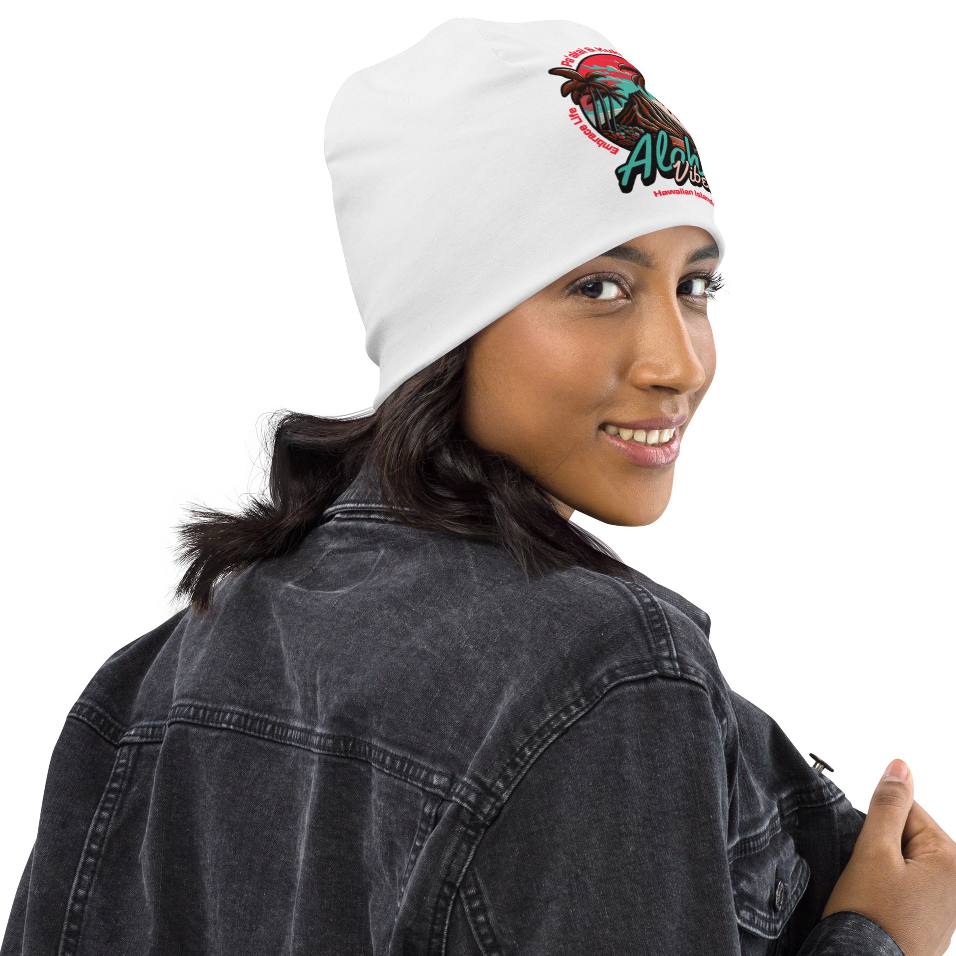 Aloha Vibes (Teal) All-Over Print Beanie Beanie Pa'akai & Kukui